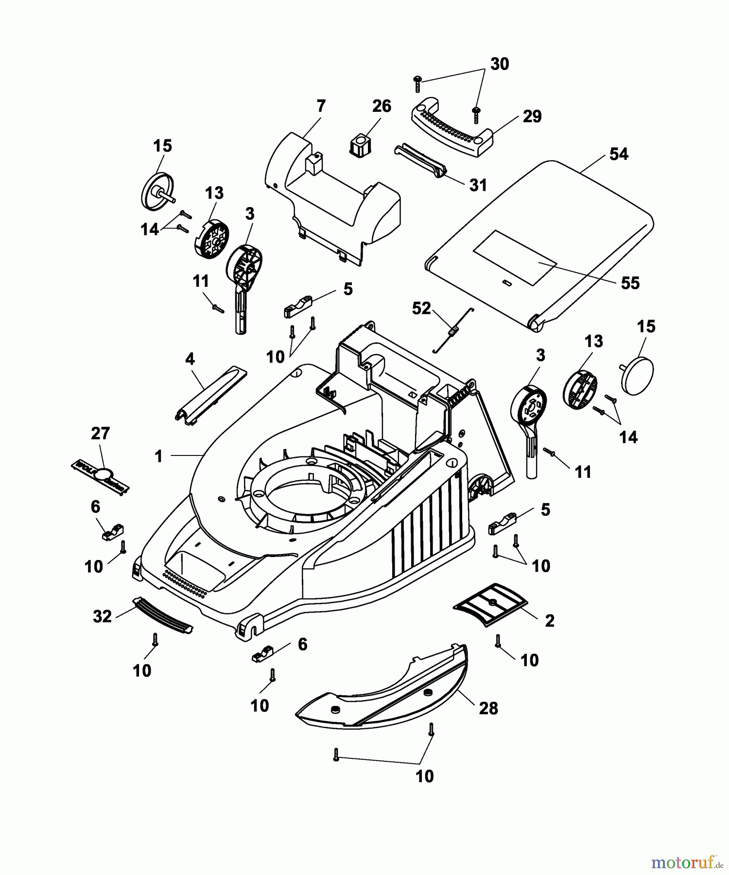  Wolf-Garten Petrol mower self propelled Power Edition 46 HA 4615005 Series B  (2003) Deck housing