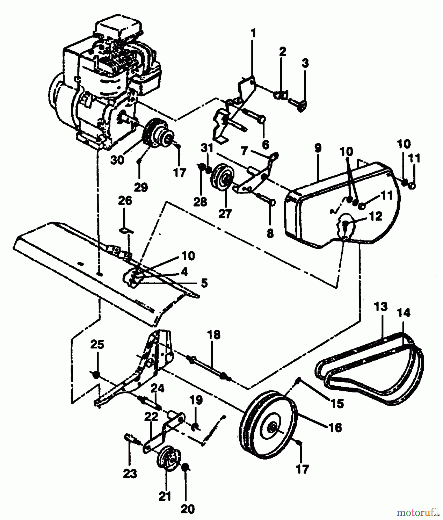  Poulan / Weed Eater Motorhacken / Kultivierer PPFT5 - Poulan Pro Front-Tine Tiller BELT GUARD AND PULLEY ASSEMBLY