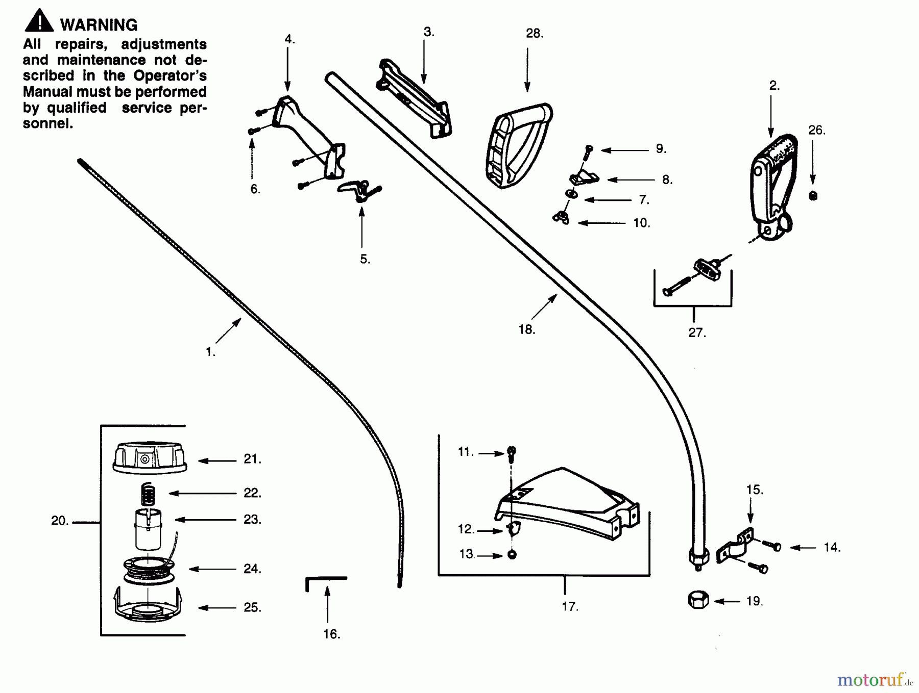  Poulan / Weed Eater Motorsensen, Trimmer LT7500 - Weed Eater String Trimmer CUTTING HEAD & DRIVE SHAFT