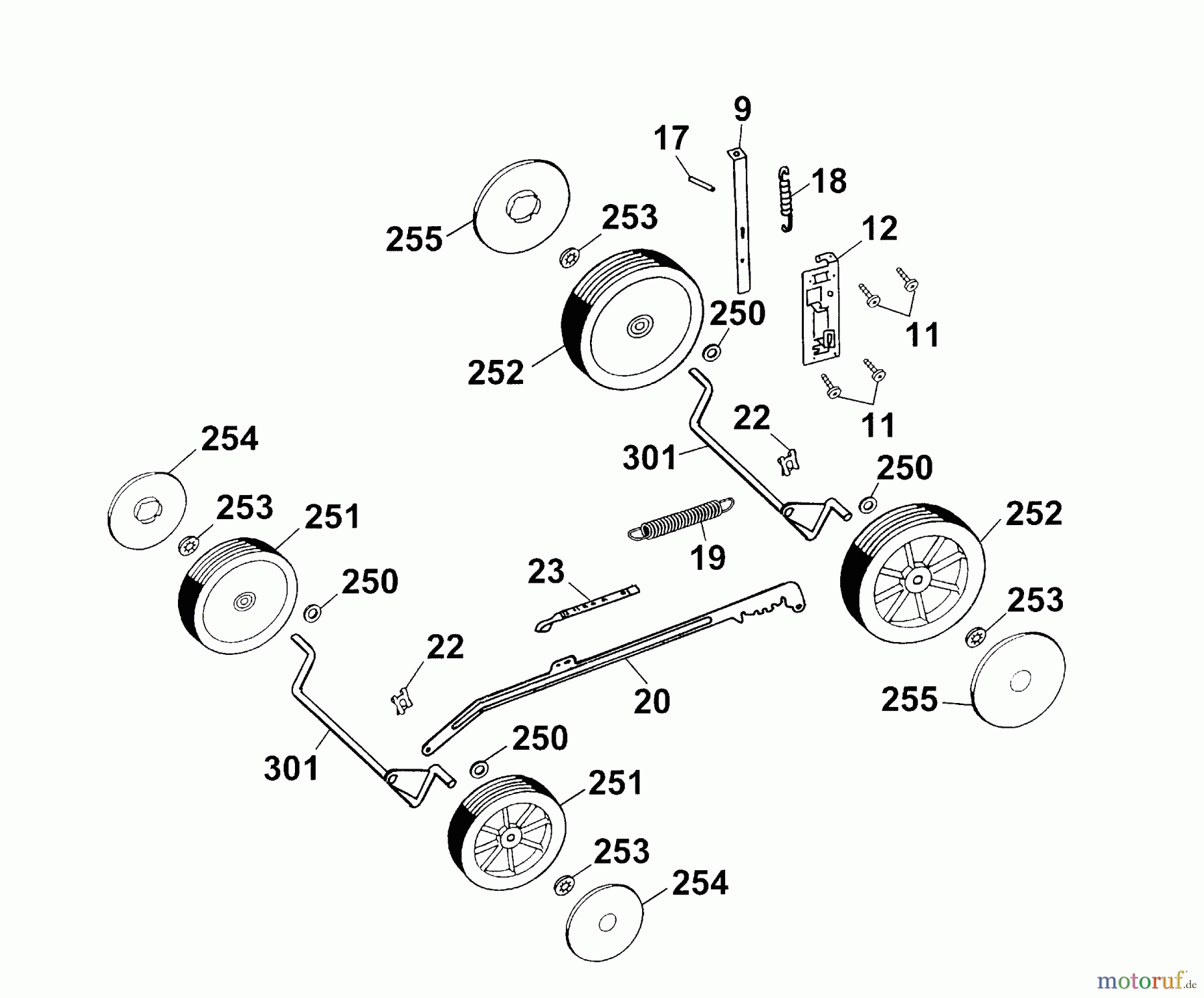  Wolf-Garten Electric mower Premio 46 E 4628000 Series B, C  (2003) Height adjustment, Wheels