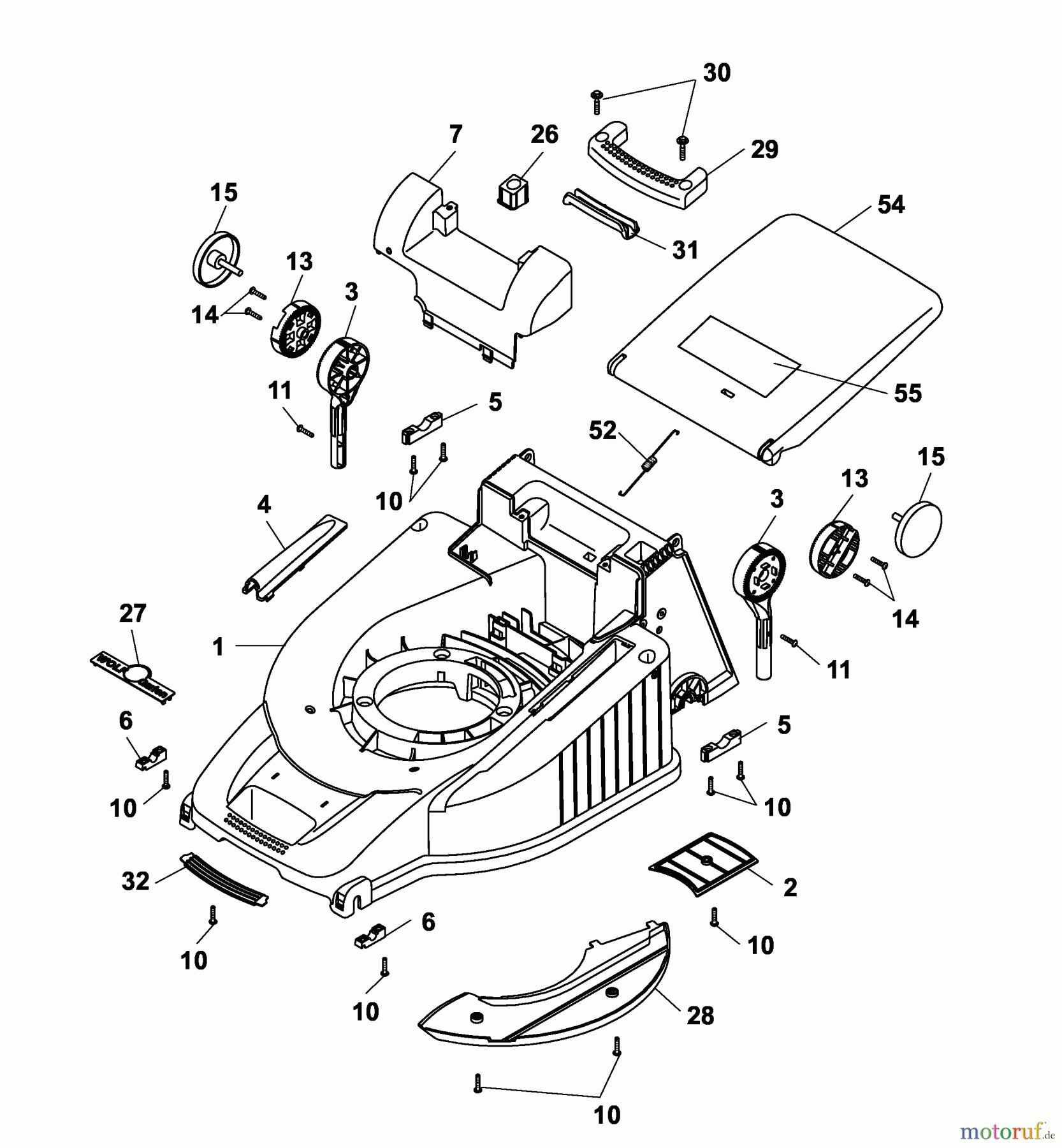  Wolf-Garten Electric mower self propelled Premio 46 EA 4629003 Series B, C  (2003) Deck housing