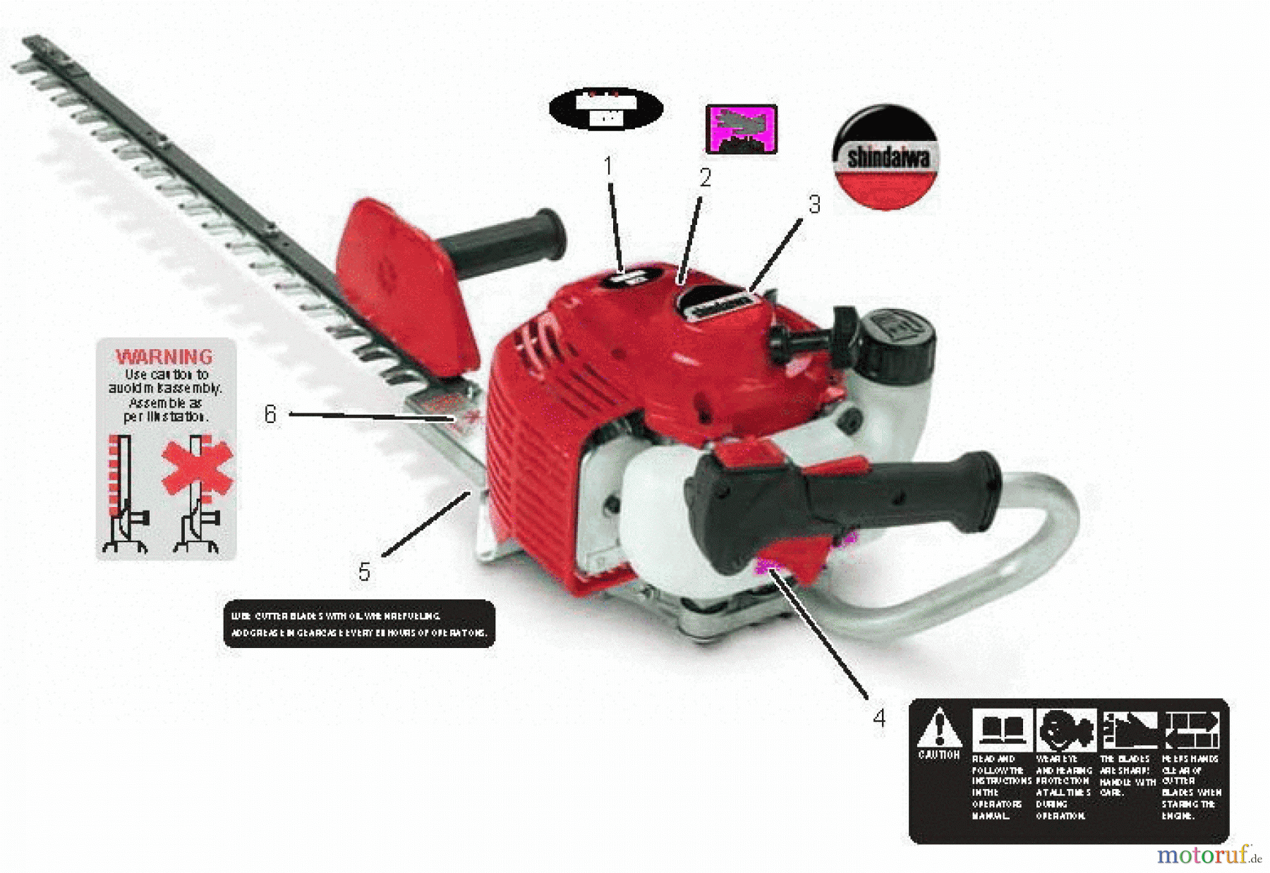  Shindaiwa Heckenscheren HT231 - Shindaiwa Hedge Trimmer, Single-Sided, S/N: T08412001001 - T084129999 Labels