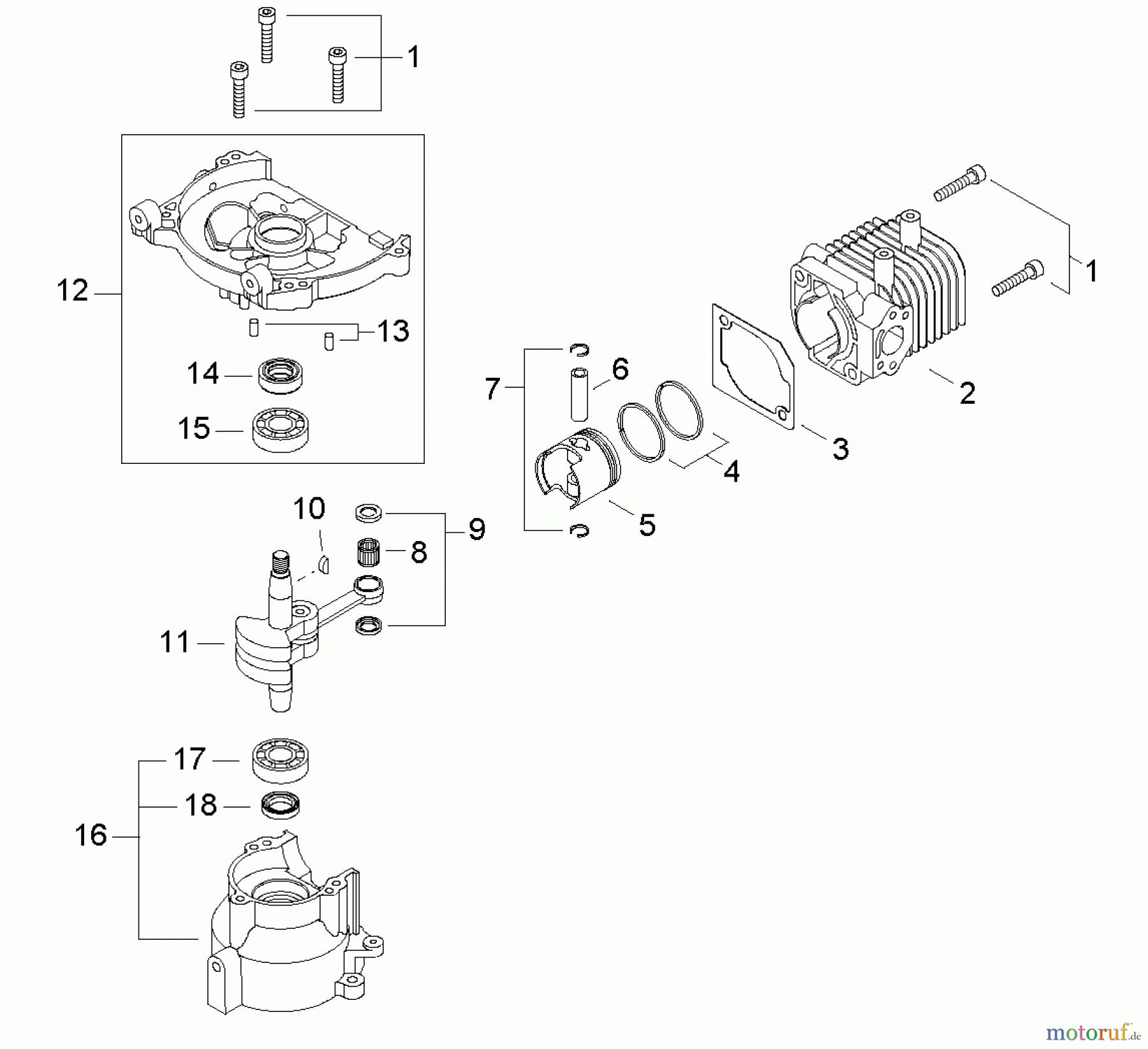  Shindaiwa Heckenscheren HT231 - Shindaiwa Hedge Trimmer, Single-Sided, S/N: T08511001001 - T085119999 Cylinder / Crankcase / Piston