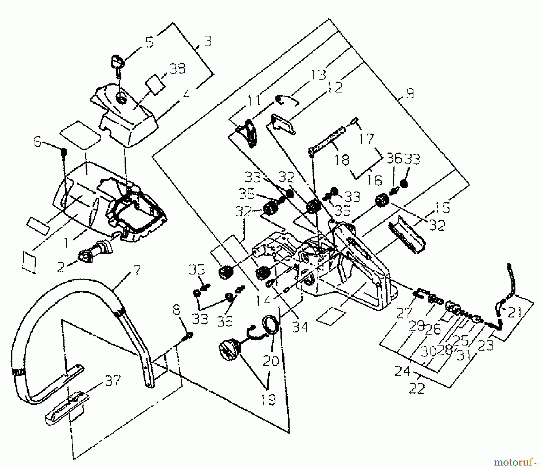  Shindaiwa Sägen, Motorsägen 352S - Shindaiwa Chainsaw Tank, Griff