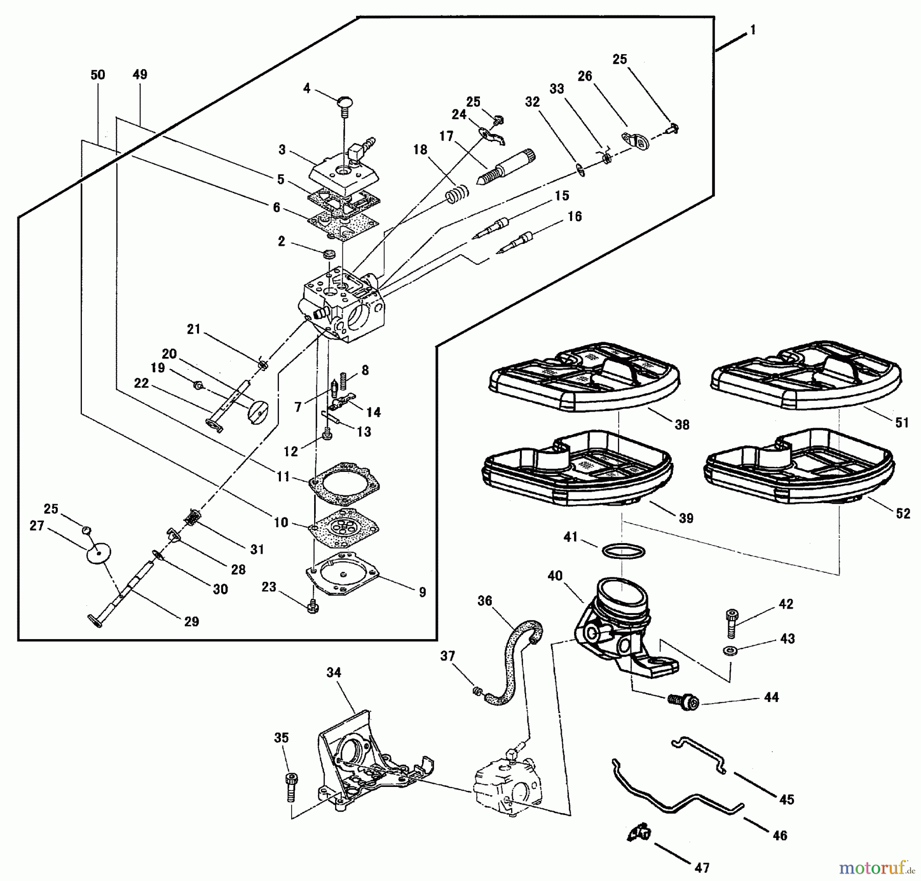  Shindaiwa Sägen, Motorsägen 490 - Shindaiwa Chainsaw, (EPA2) Carburetor