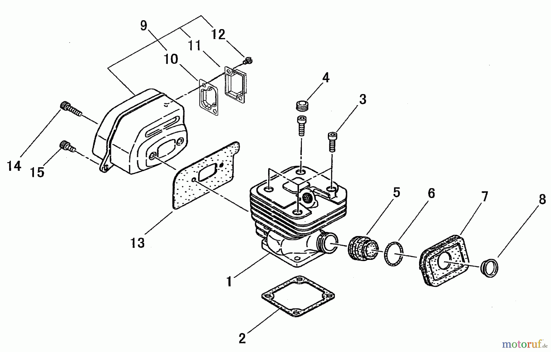  Shindaiwa Sägen, Motorsägen 490 - Shindaiwa Chainsaw, (EPA2) Cylinder, Muffler