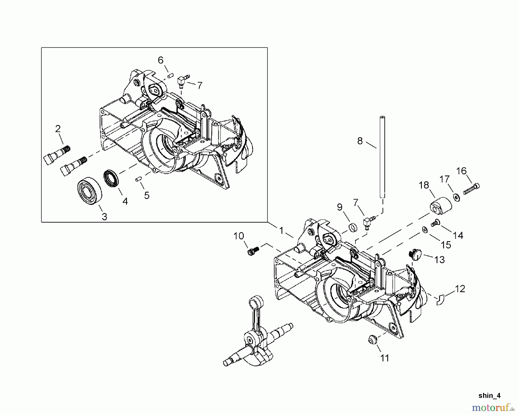  Shindaiwa Sägen, Motorsägen 502S - Shindaiwa Chainsaw Crankcase C