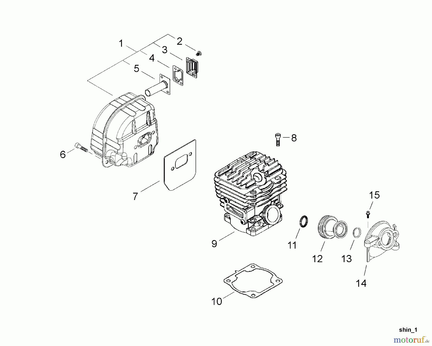  Shindaiwa Sägen, Motorsägen 502S - Shindaiwa Chainsaw Cylinder, Exhaust