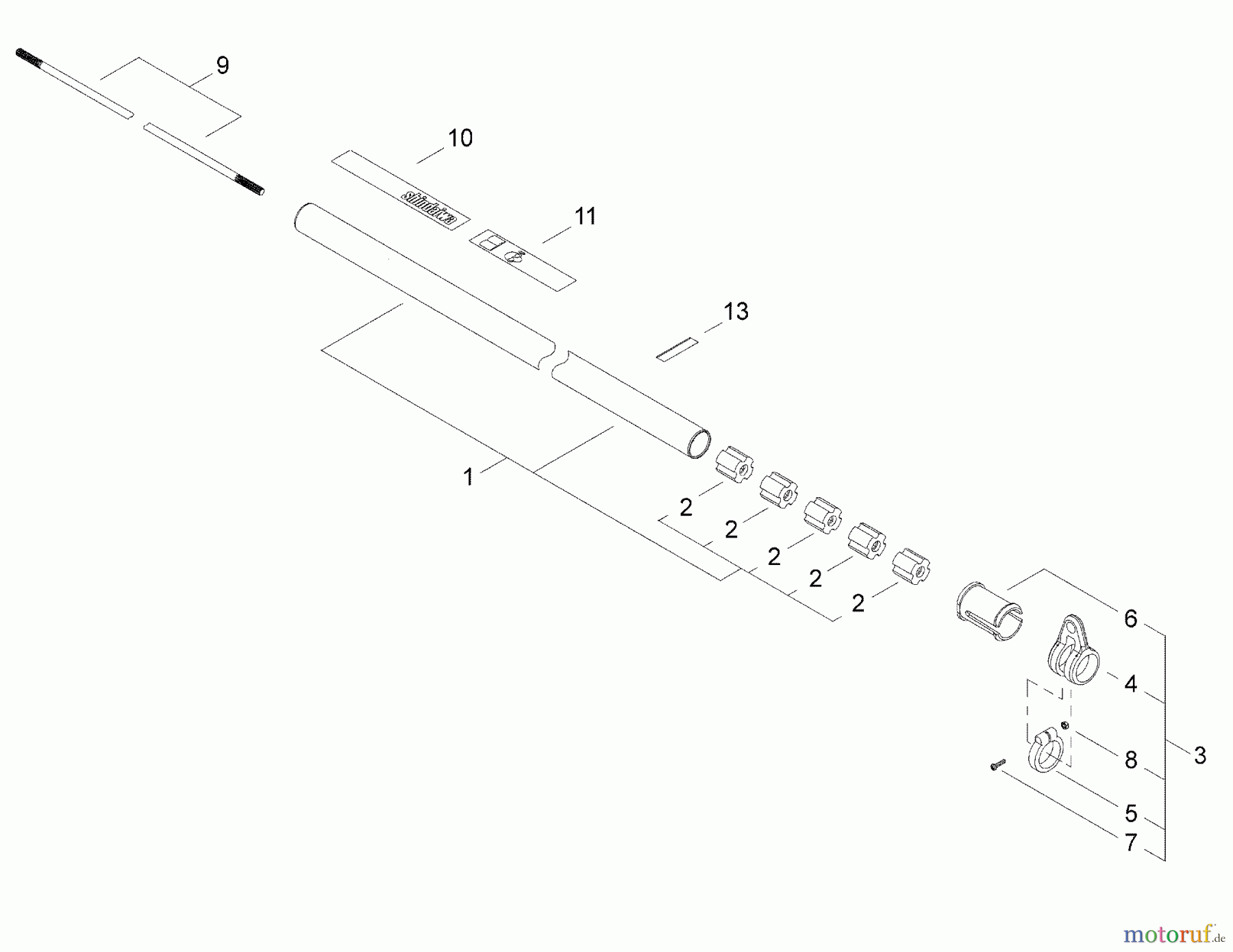  Shindaiwa Trimmer, Faden / Bürste C2510 - Shindaiwa String Trimmer / Brush Cutter Outer Tube, Hanger