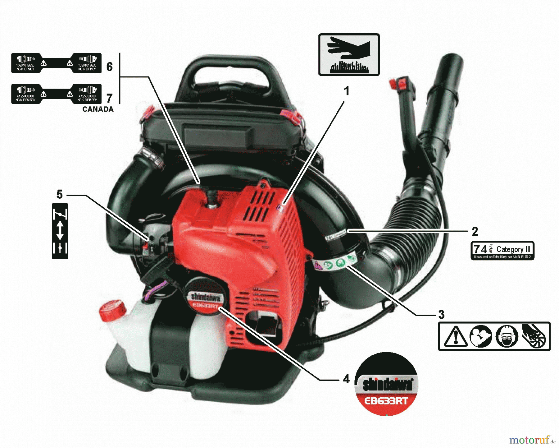  Shindaiwa Bläser / Sauger / Häcksler / Mulchgeräte EB633RT - Shindaiwa Back Pack Blower, Labels