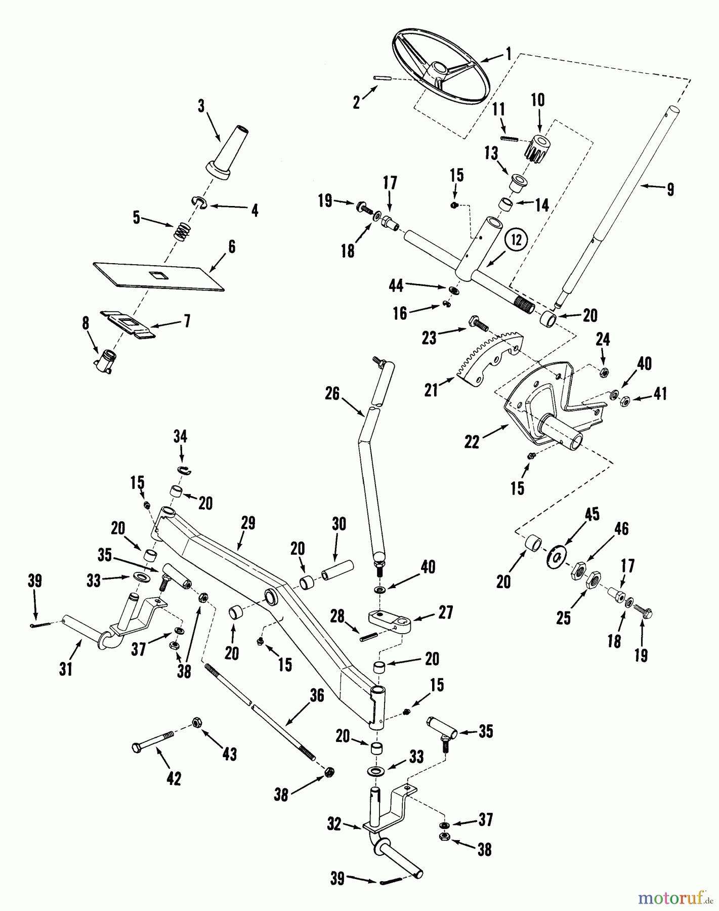  Snapper Rasen- und Gartentraktoren LT16001 - Snapper 16 HP Lawn Tractor, Disc Drive, Series 1 Steering & Front Axle Parts