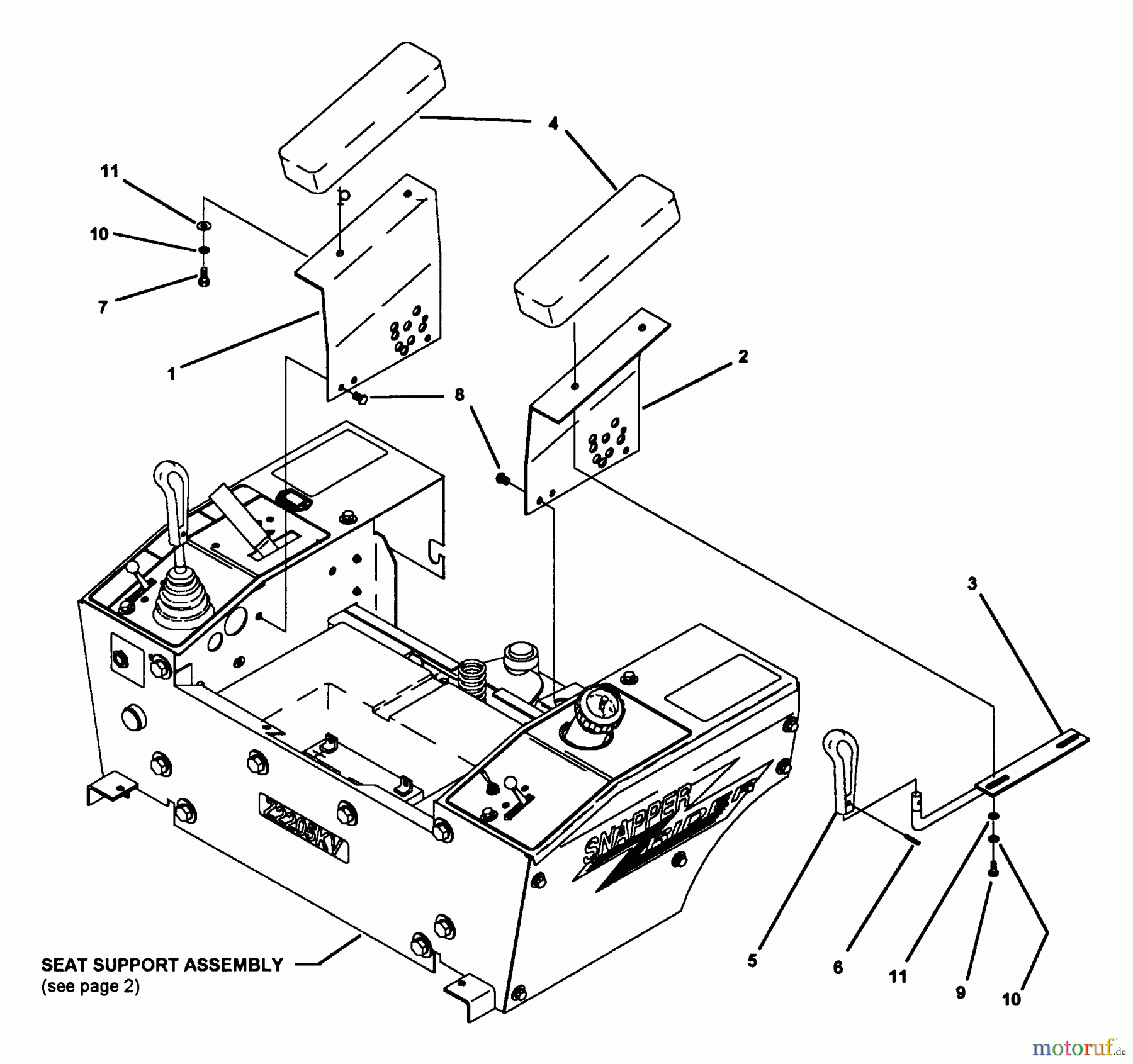  Snapper Nullwendekreismäher, Zero-Turn Z2205KV (80920) - Snapper 22 HP Zero-Turn Mower, Hydro Drive, ZTR Series 5 Arm Rest Assembly