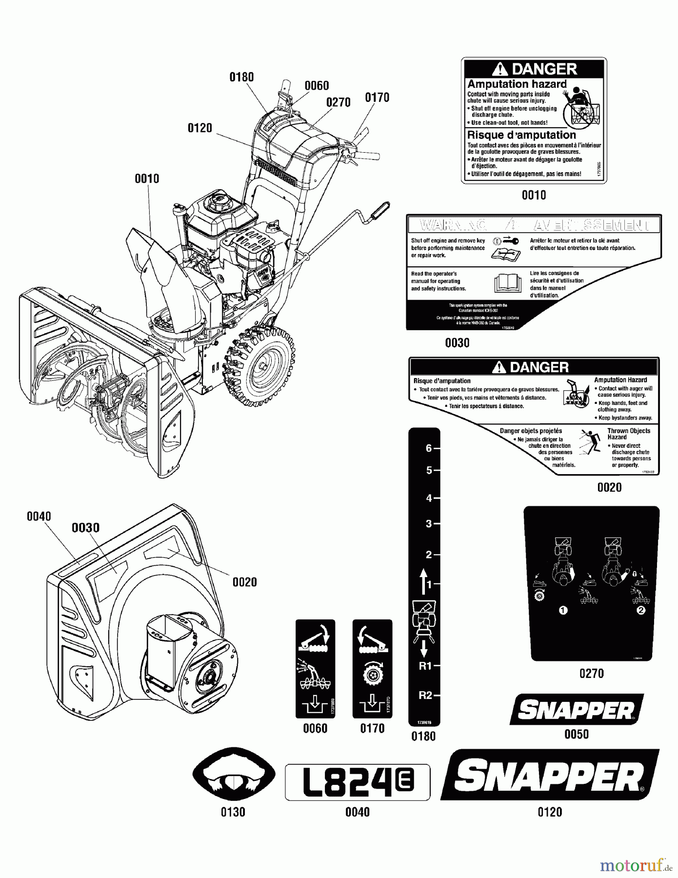  Snapper Schneefräsen L824E (1696171-01) - Snapper 24