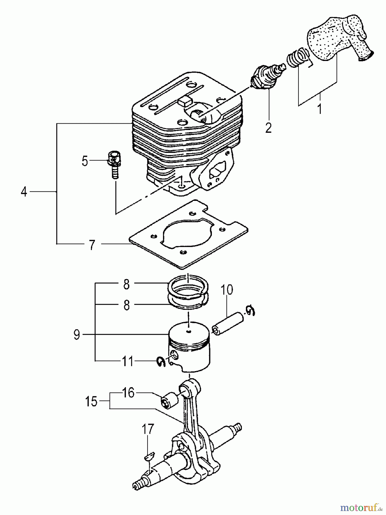  Tanaka Sonstiges PB-SE802 - Tanaka Moby 35cc PowerBoard Cylinder, Piston, Crankshaft