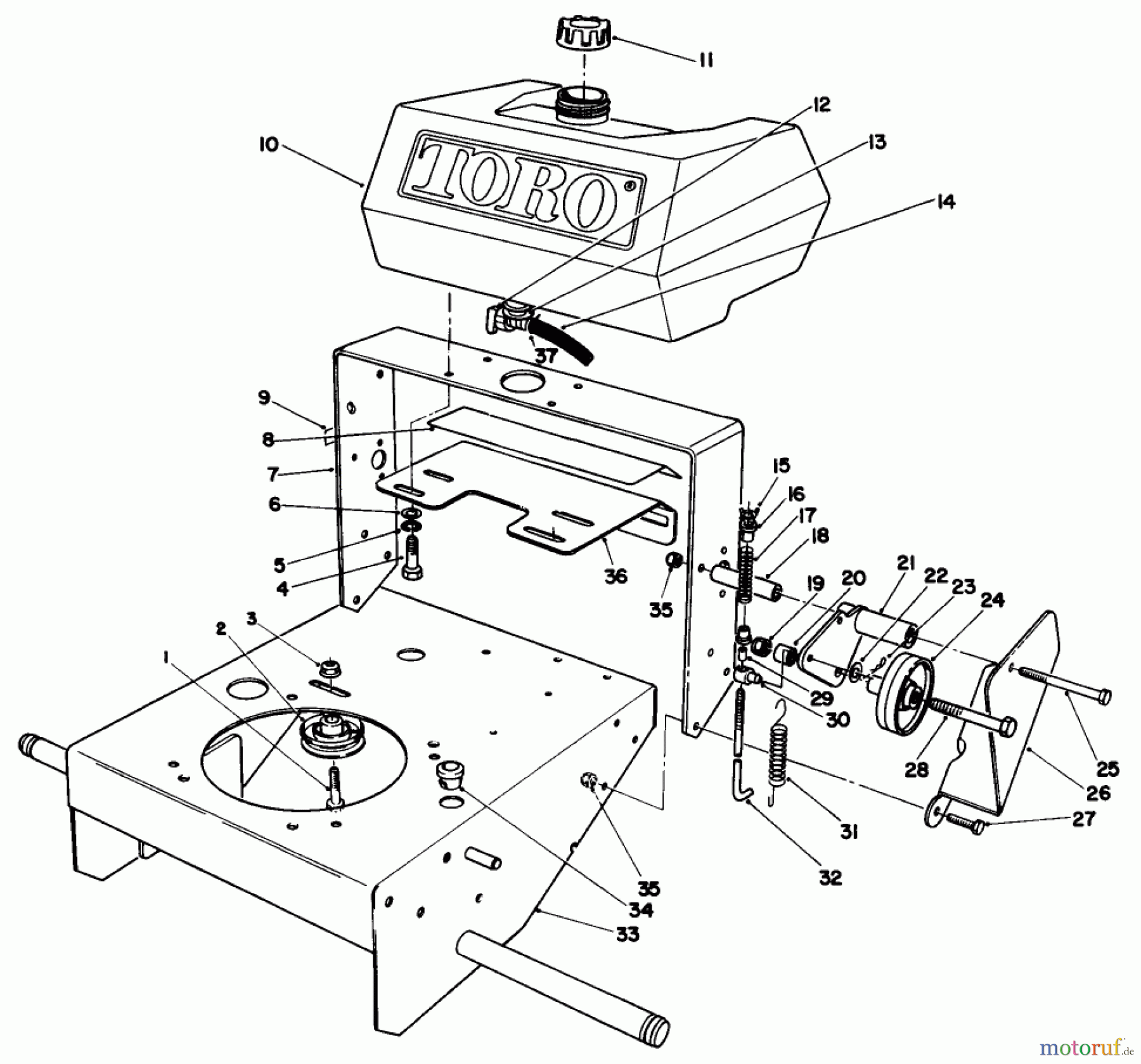  Toro Neu Mowers, Drive Unit Only 30115 - Toro Mid-Size Proline Gear Traction Unit, 12.5 hp, 1990 (0000001-0999999) FRAME ASSEMBLY