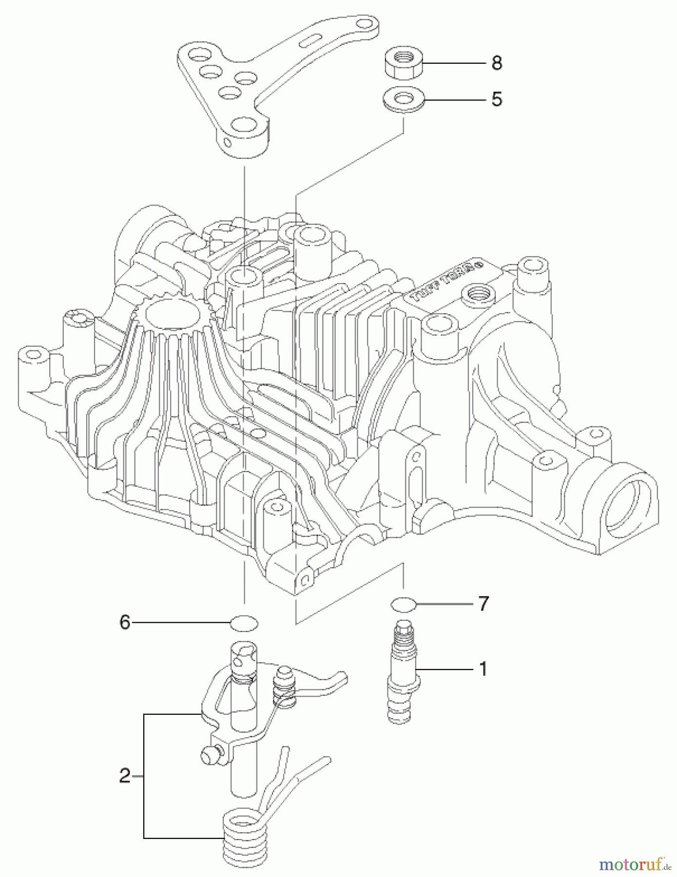  Toro Neu Accessories, Mower 105-1383 - Toro Hydrostatic Transaxle Replacement Kit, 260 Series Yard and Garden Tractors FULCRUM AND SHAFT ASSEMBLY