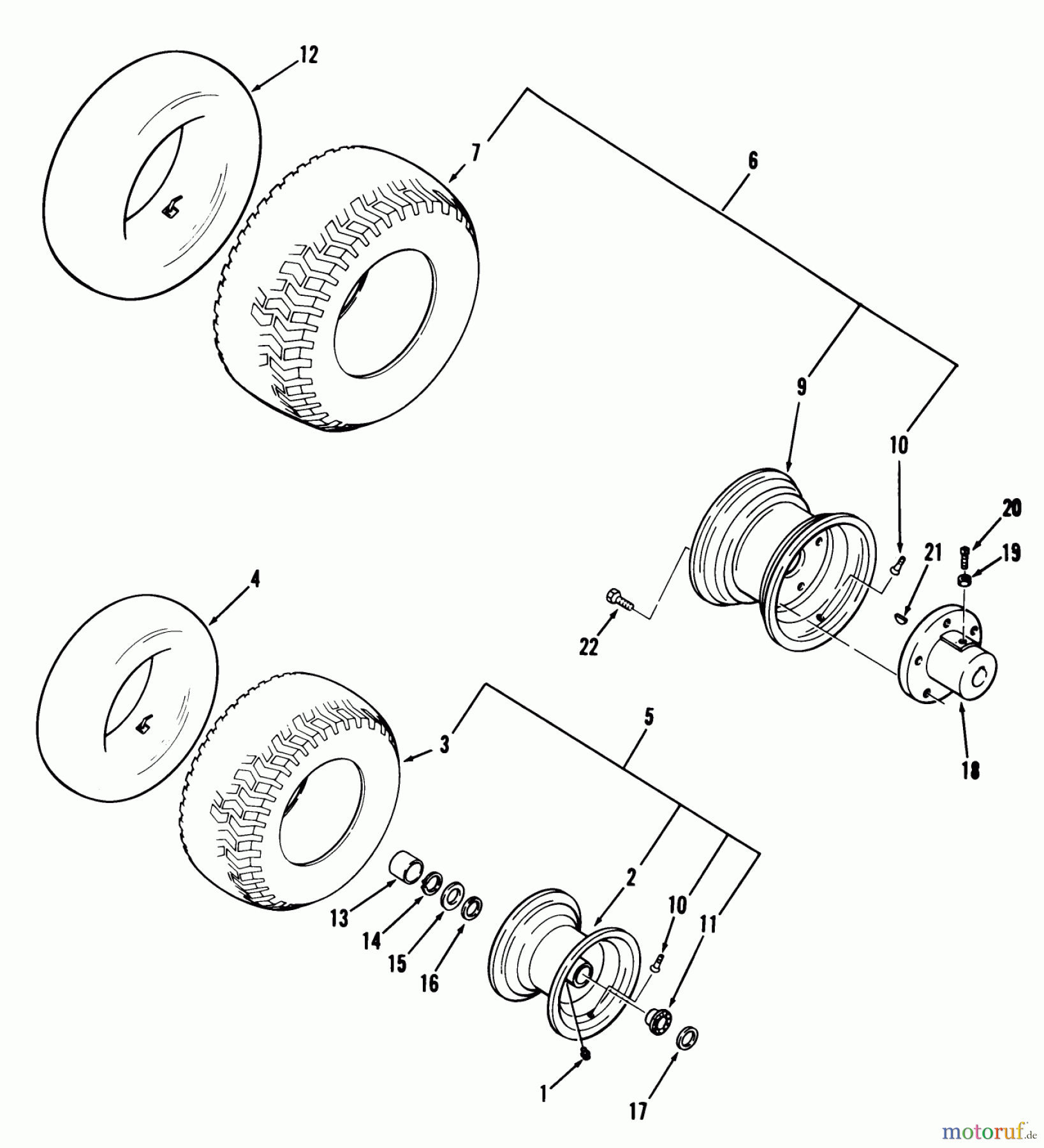  Toro Neu Mowers, Lawn & Garden Tractor Seite 1 01-11B804 (GT-2500) - Toro GT-2500 8-Speed Tractor, 1981 WHEELS AND TIRES