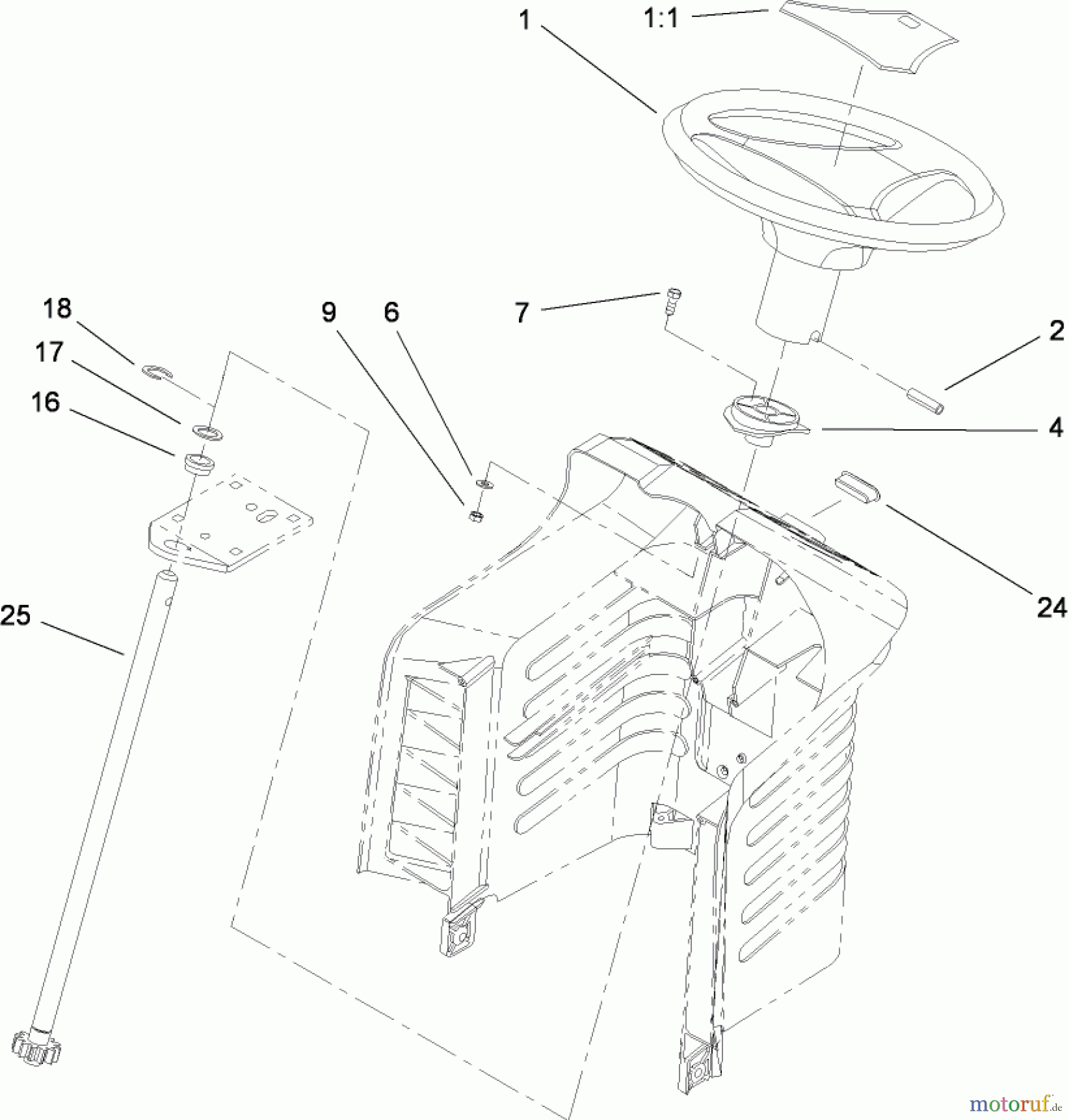  Toro Neu Mowers, Lawn & Garden Tractor Seite 1 135E (RT380H) - Toro RT380H Recycling Mower, 2008 (280000001-280999999) FIXED STEERING ASSEMBLY