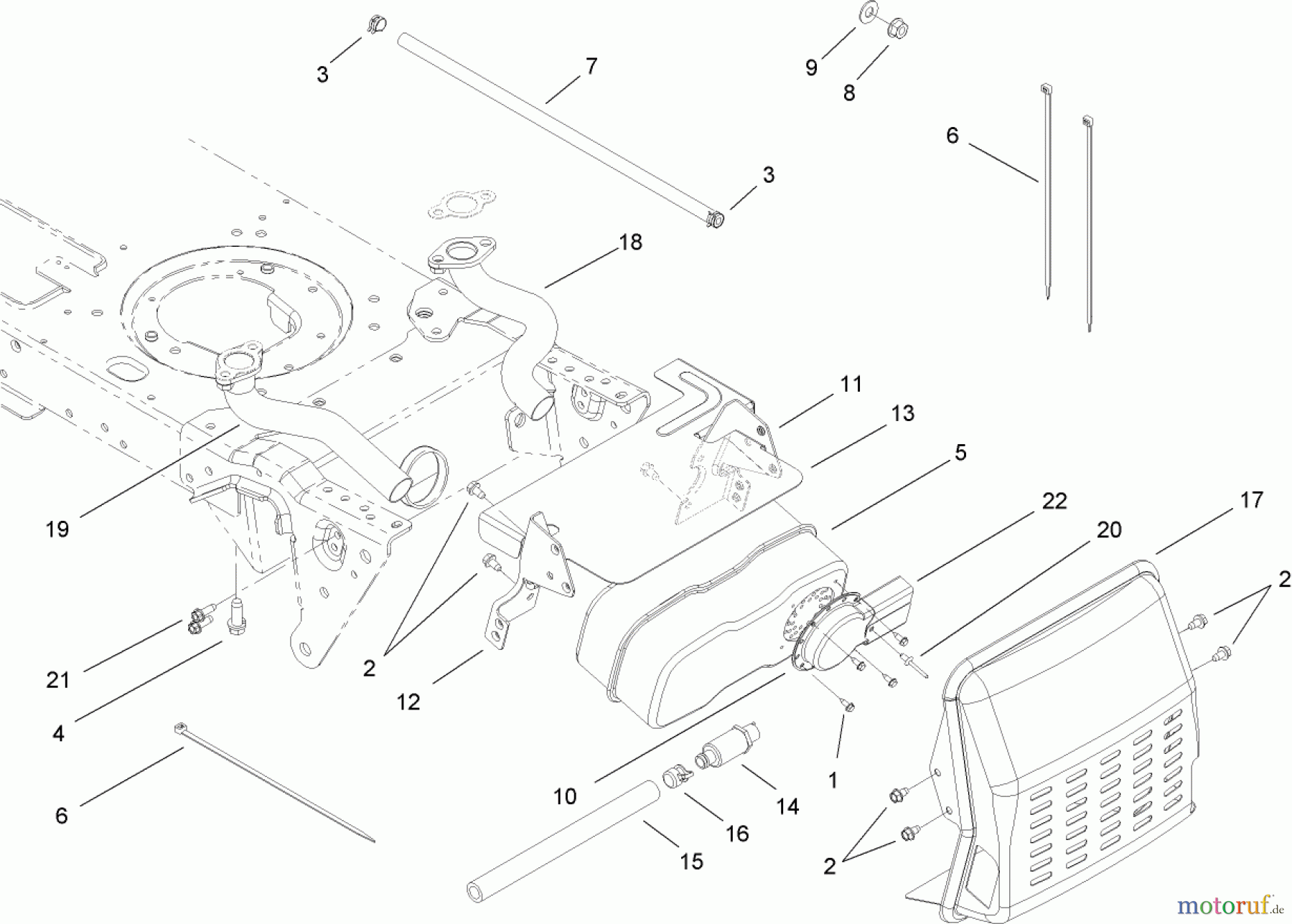  Toro Neu Mowers, Lawn & Garden Tractor Seite 1 13AP60RP744 (LX500) - Toro LX500 Lawn Tractor, 2006 (1A096B50000-) MUFFLER ASSEMBLY