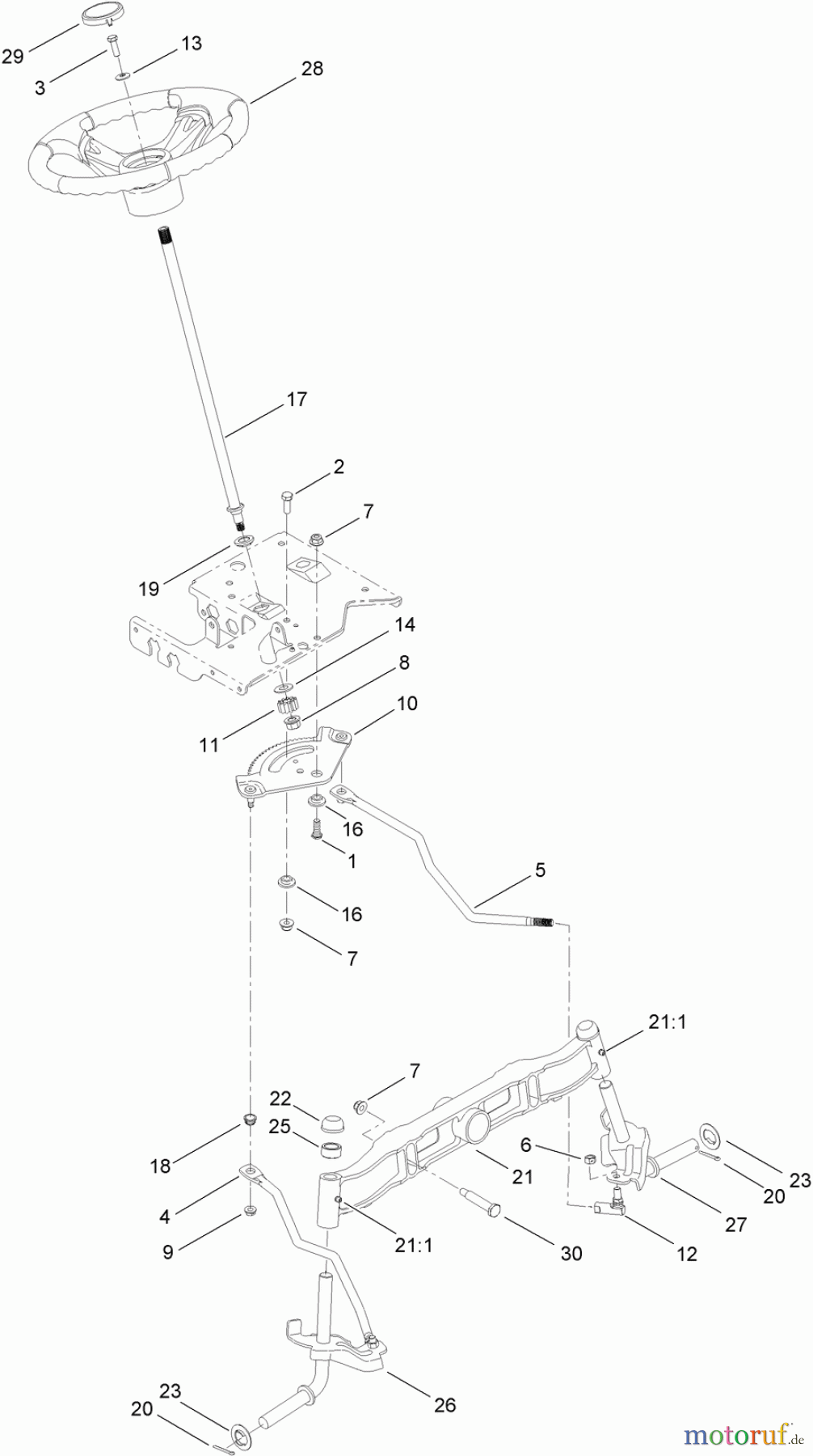  Toro Neu Mowers, Lawn & Garden Tractor Seite 1 13AP61RH048 (LX468) - Toro LX468 Lawn Tractor, 2008 (SN 1C108H20348-) STEERING AND FRONT AXLE ASSEMBLY