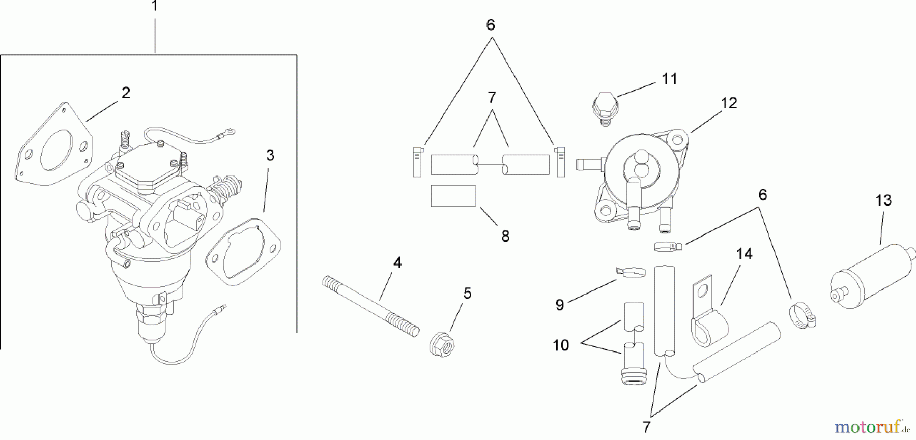  Toro Neu Mowers, Lawn & Garden Tractor Seite 1 13AP62RP544 (SL500) - Toro SL500 Super Lawn Tractor, 2007 (1B157H20701-) FUEL SYSTEM ASSEMBLY KOHLER SV720-0011