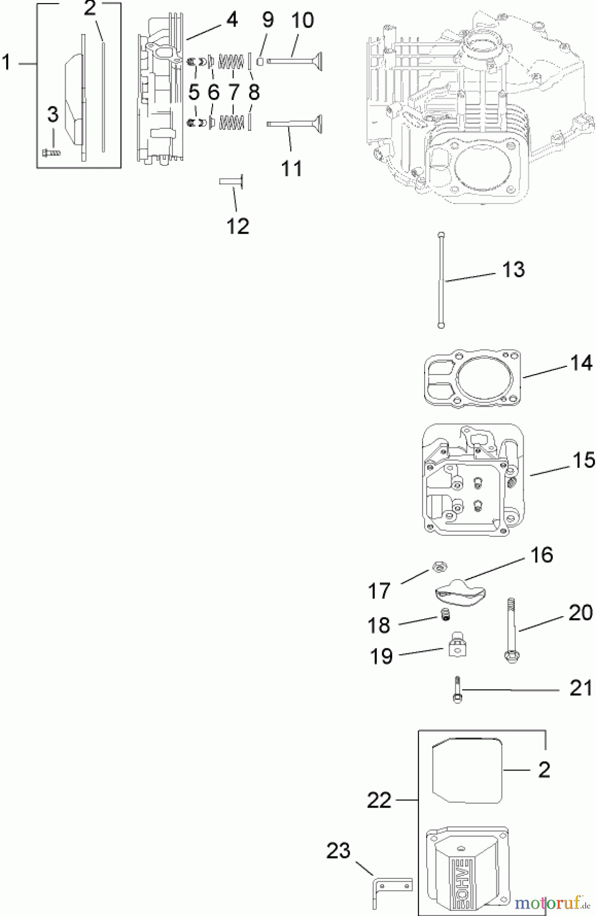  Toro Neu Mowers, Lawn & Garden Tractor Seite 1 13AP62RP544 (SL500) - Toro SL500 Super Lawn Tractor, 2007 (1B157H20701-) HEAD, VALVE AND BREATHER ASSEMBLY KOHLER SV720-0011