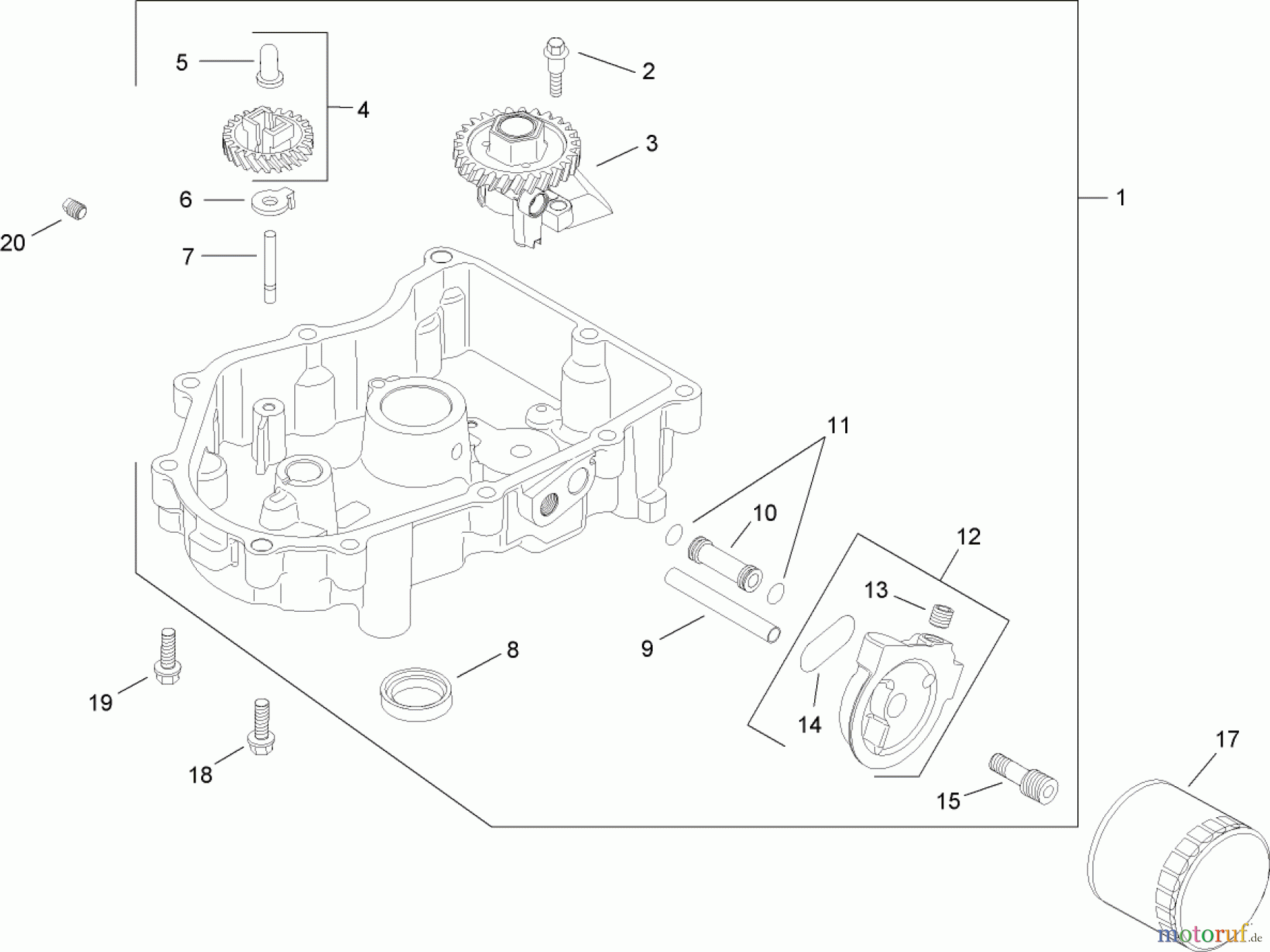  Toro Neu Mowers, Lawn & Garden Tractor Seite 1 13AP62RP544 (SL500) - Toro SL500 Super Lawn Tractor, 2007 (1B157H20701-) OIL PAN AND LUBRICATION ASSEMBLY KOHLER SV720-0011