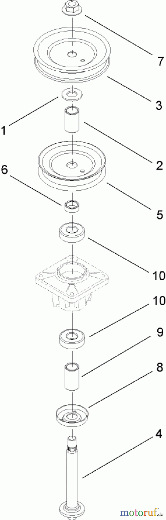  Toro Neu Mowers, Lawn & Garden Tractor Seite 1 13AX60RH544 (LX460) - Toro LX460 Lawn Tractor, 2006 (1A056B50000-) DOUBLE PULLEY SPINDLE ASSEMBLY NO. 112-0383