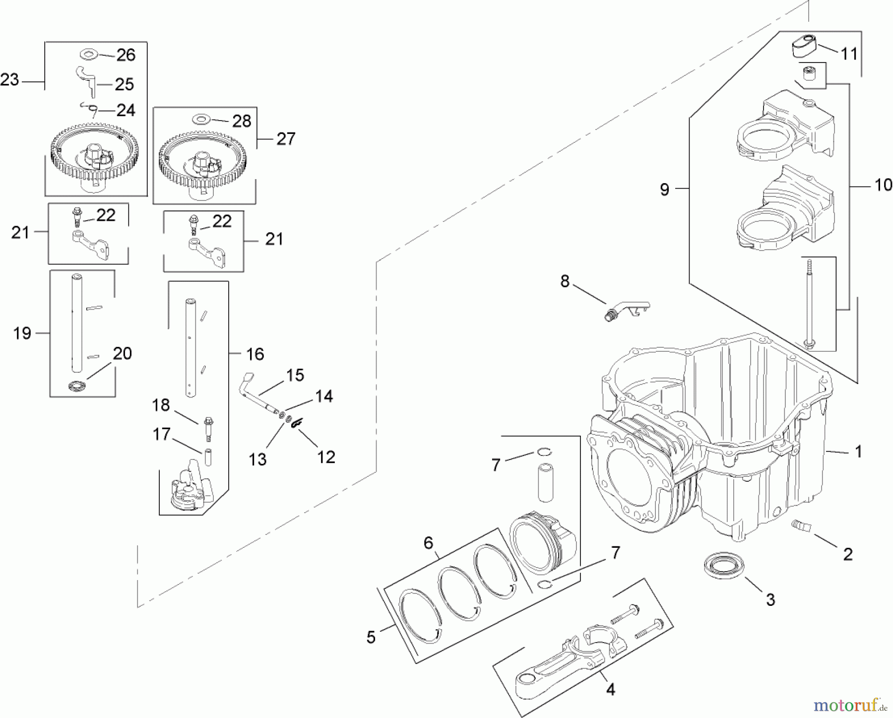  Toro Neu Mowers, Lawn & Garden Tractor Seite 1 13AX60RH744 (LX460) - Toro LX460 Lawn Tractor, 2006 (1A056B50000-) CRANKCASE ASSEMBLY KOHLER SV600-0018