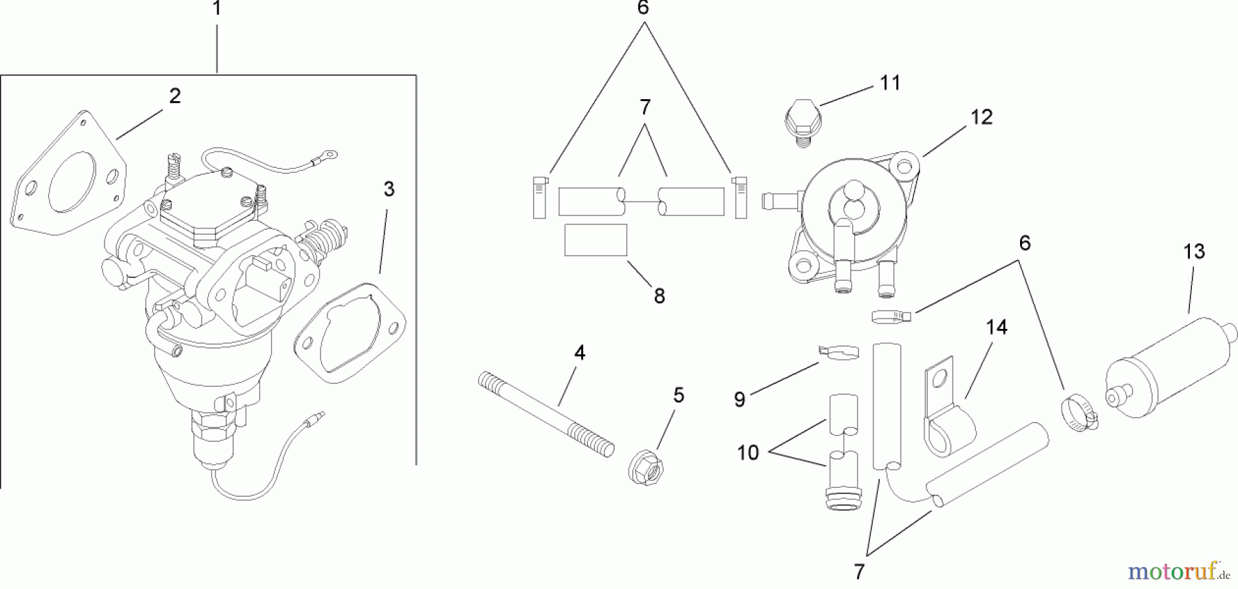  Toro Neu Mowers, Lawn & Garden Tractor Seite 1 14AK81RK544 (GT2300) - Toro GT2300 Garden Tractor, 2006 (1A186H30000-) FUEL SYSTEM ASSEMBLY KOHLER SV735-0011