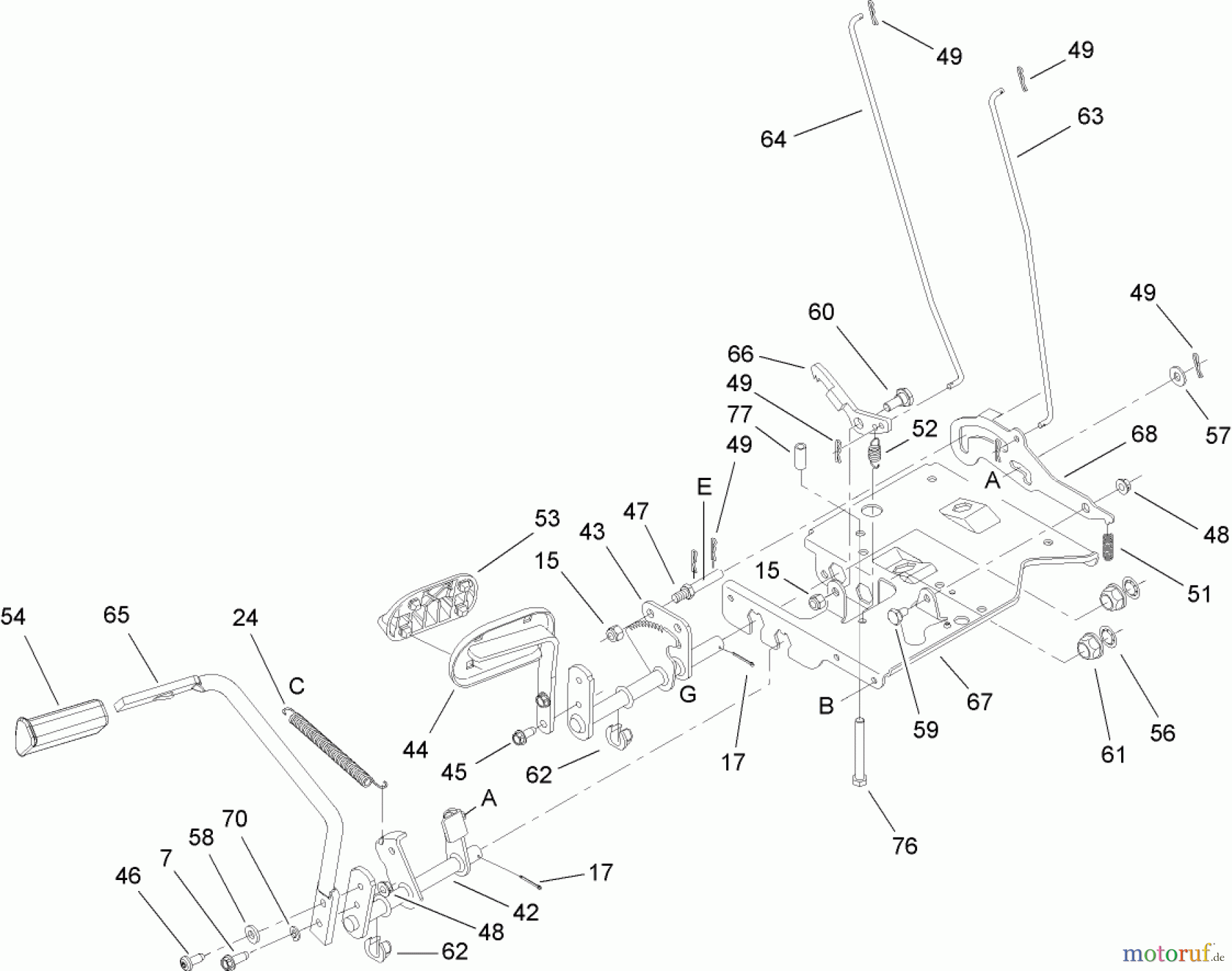  Toro Neu Mowers, Lawn & Garden Tractor Seite 1 14AP80RP744 (GT2100) - Toro GT2100 Garden Tractor, 2006 (1A136H30000-) BRAKE AND TRACTION ASSEMBLY