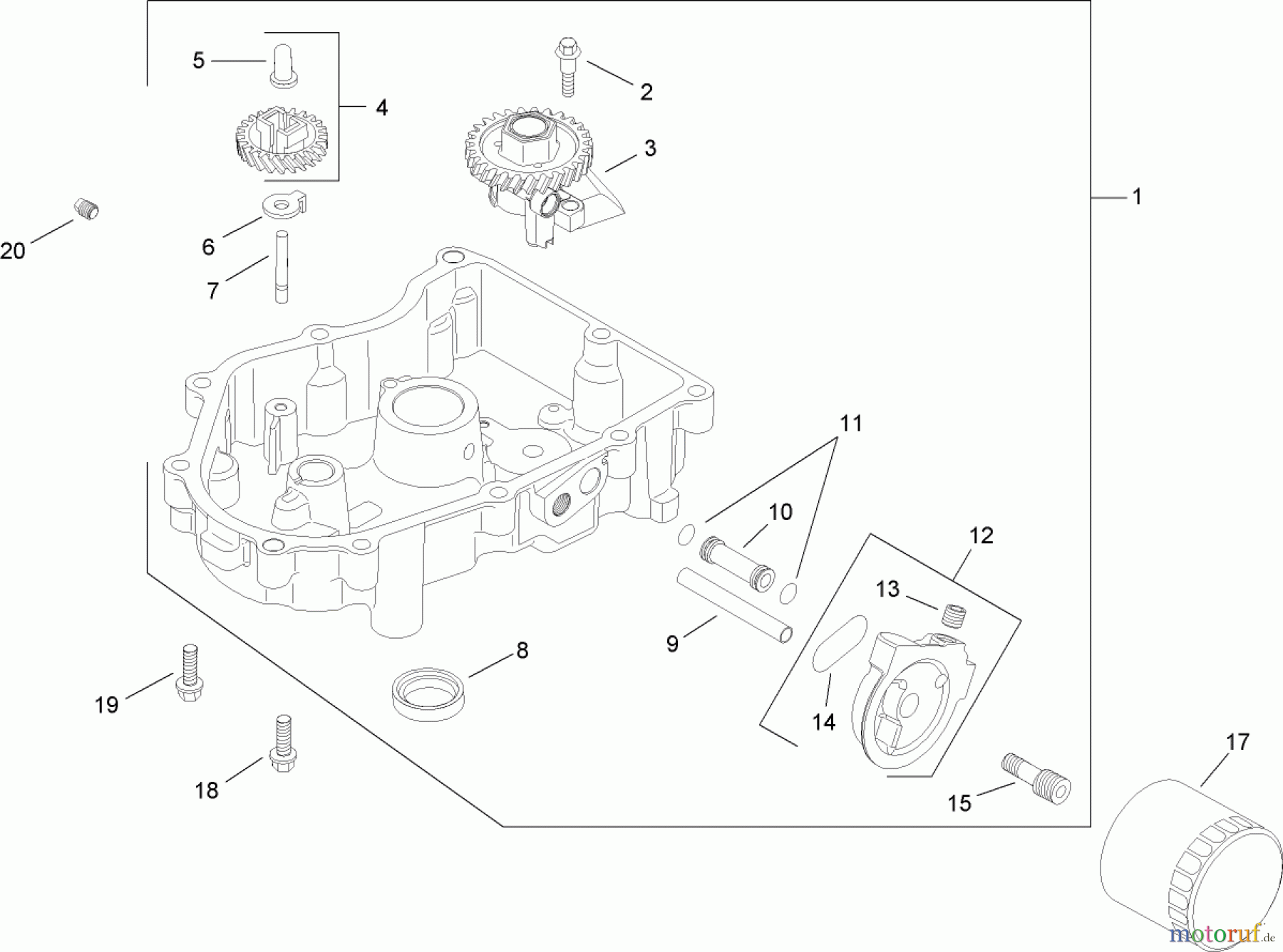  Toro Neu Mowers, Lawn & Garden Tractor Seite 1 14AQ81RP544 (GT2200) - Toro GT2200 Garden Tractor, 2008 (SN 1-) OIL PAN AND LUBRICATION ASSEMBLY KOHLER SV730-0018