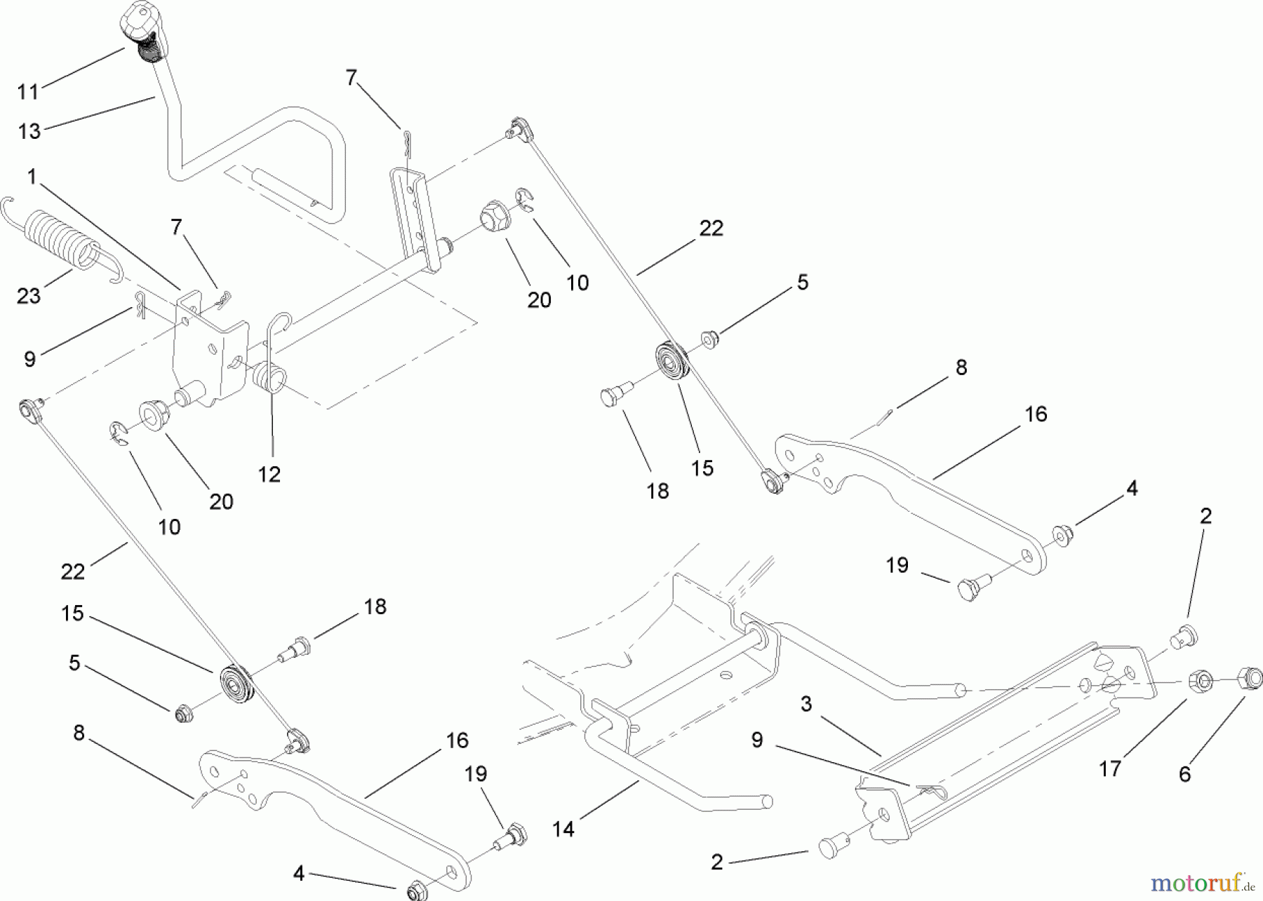  Toro Neu Mowers, Lawn & Garden Tractor Seite 1 14AQ81RP748 (GT2200) - Toro GT2200 Garden Tractor, 2007 (1B087H30130-) DECK LIFT ARM ASSEMBLY