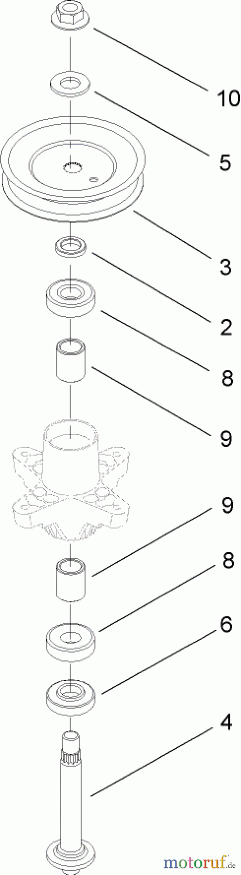  Toro Neu Mowers, Lawn & Garden Tractor Seite 1 14AQ81RP848 (GT2200) - Toro GT2200 Garden Tractor, 2009 (1-1) SPINDLE ASSEMBLY NO. 112-6042