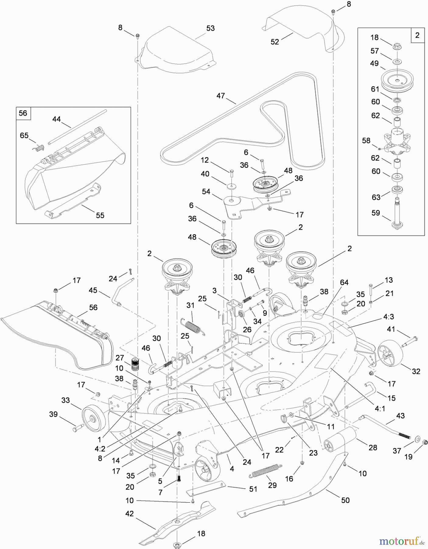  Toro Neu Mowers, Lawn & Garden Tractor Seite 1 14AQ94RP848 (GT2200) - Toro GT2200 Garden Tractor, 2010 (1-1) 50 INCH DECK ASSEMBLY