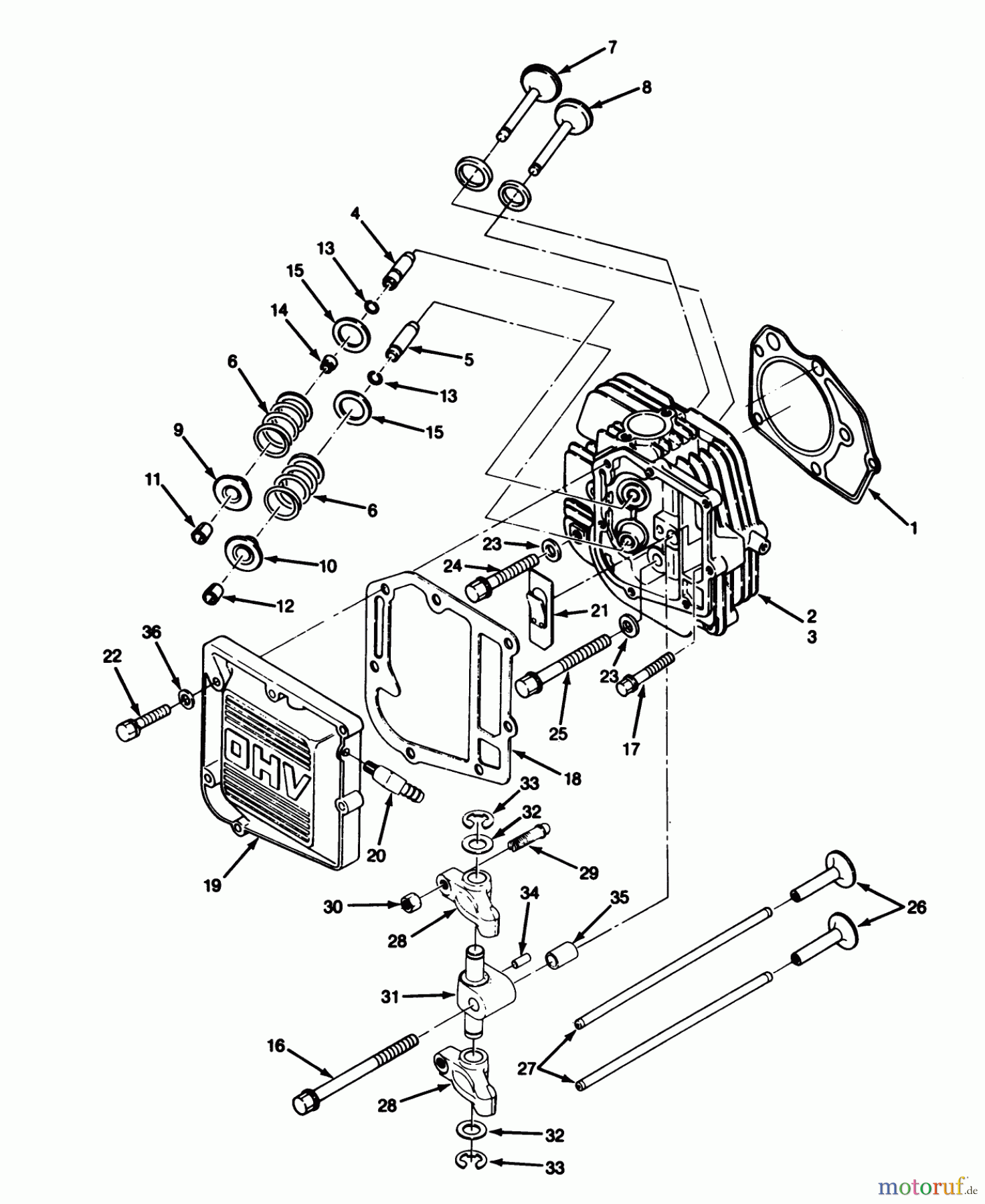  Toro Neu Mowers, Lawn & Garden Tractor Seite 1 22-14O501 (244-5) - Toro 244-5 Yard Tractor, 1991 (1000001-1999999) 14HP ENGINE CYLINDER HEAD & VALVES ASSEMBLY