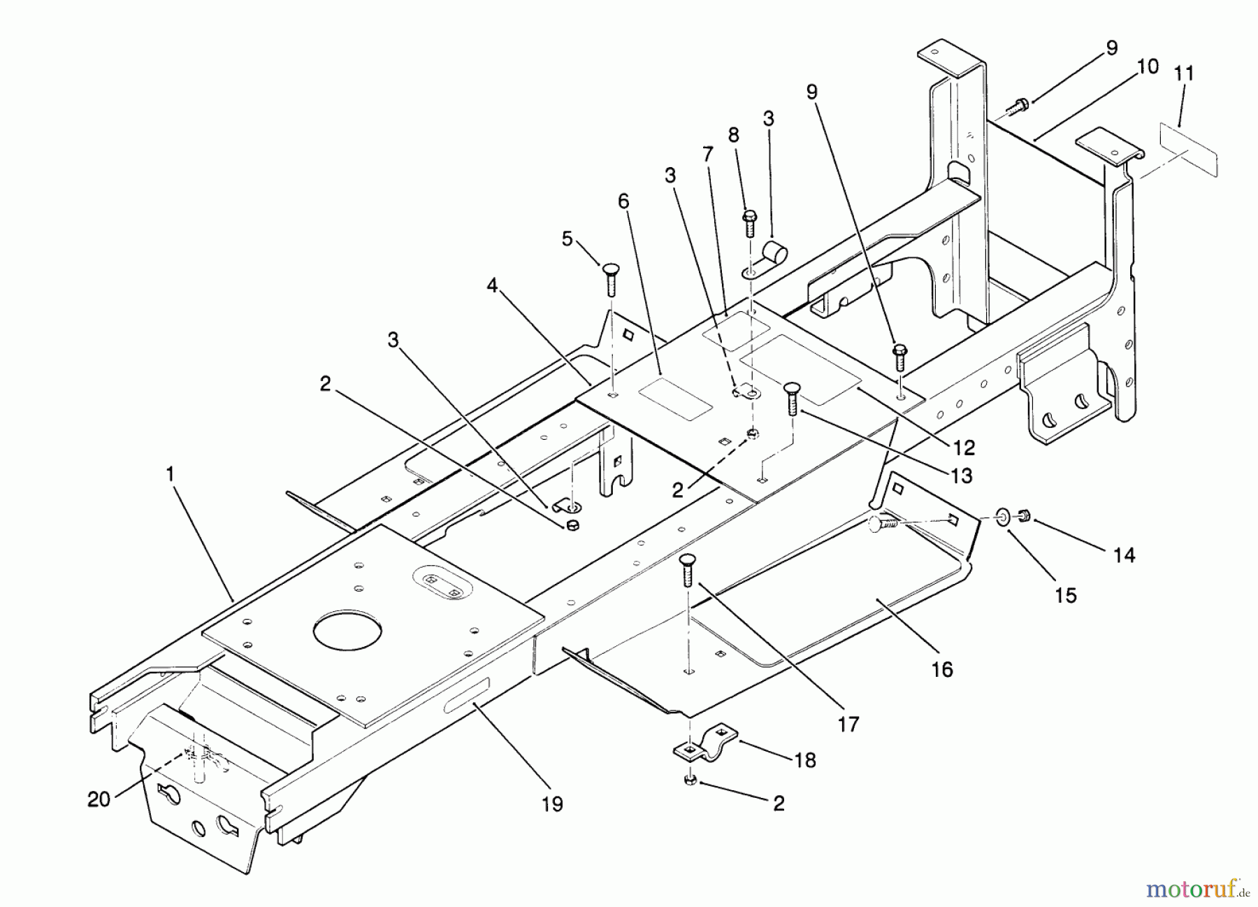  Toro Neu Mowers, Lawn & Garden Tractor Seite 1 22-14OE01 (244-H) - Toro 244-H Yard Tractor, 1991 (1000001-1999999) MAIN FRAME ASSEMBLY