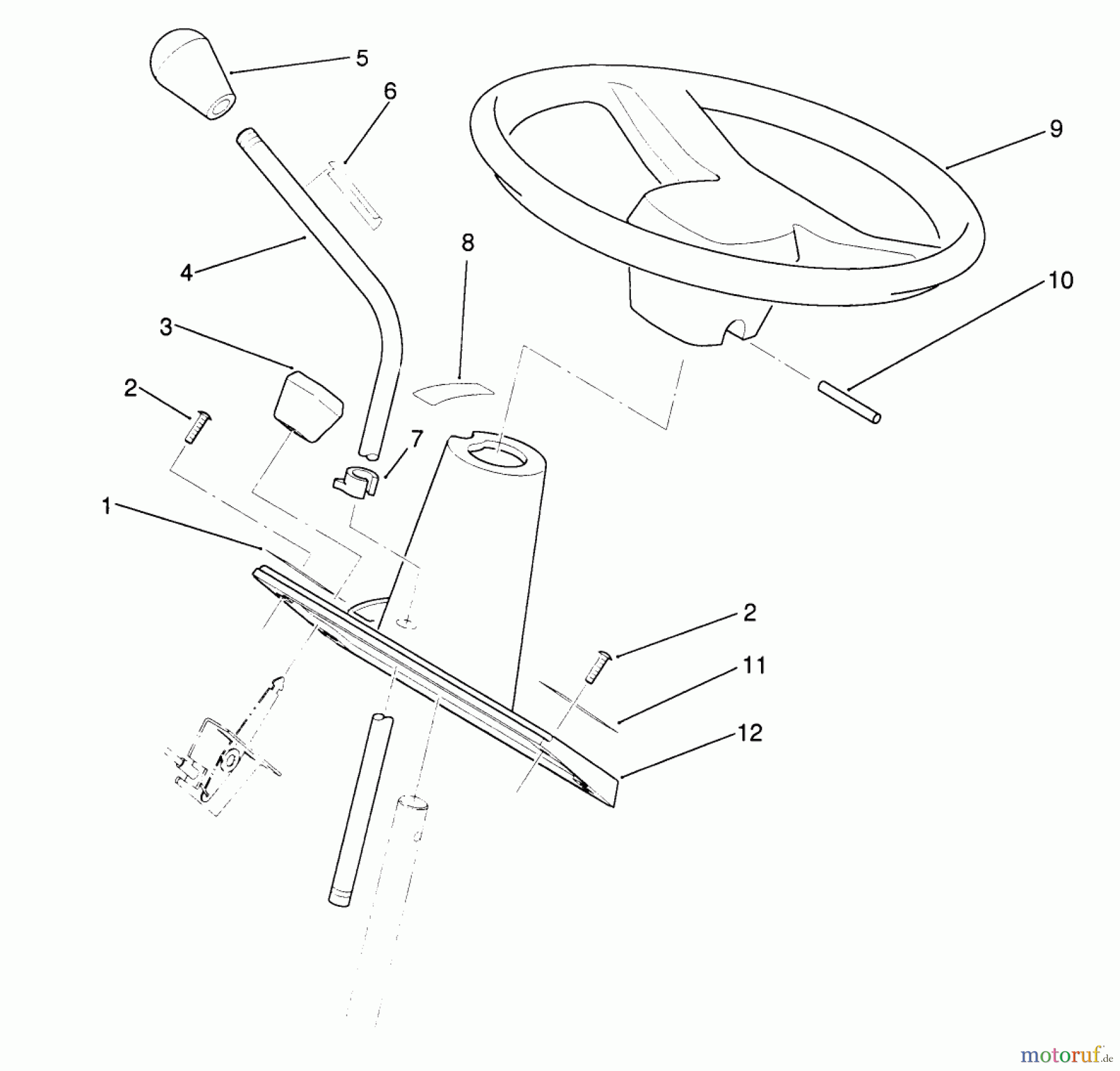  Toro Neu Mowers, Lawn & Garden Tractor Seite 1 22-14OE01 (244-H) - Toro 244-H Yard Tractor, 1991 (1000001-1999999) STEERING WHEEL AND CONSOLE ASSEMBLY