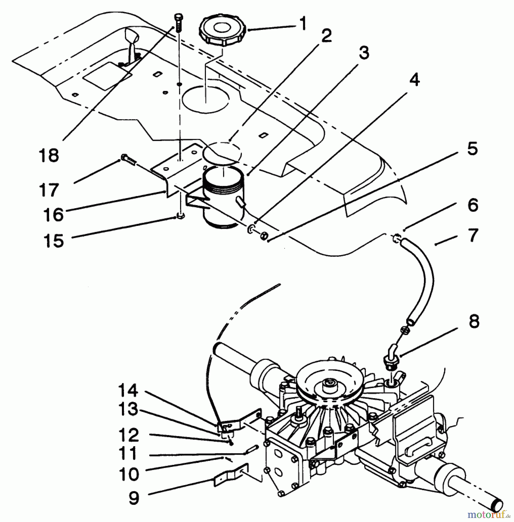  Toro Neu Mowers, Lawn & Garden Tractor Seite 1 22-14OE02 (244-H) - Toro 244-H Yard Tractor, 1992 (2000001-2999999) HYDRAULIC RESERVOIR ASSEMBLY