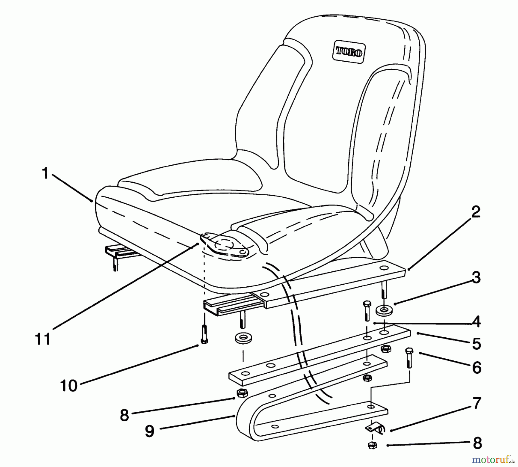  Toro Neu Mowers, Lawn & Garden Tractor Seite 1 30610 (120) - Toro Proline 120, 1993 (390001-399999) SEAT ASSEMBLY