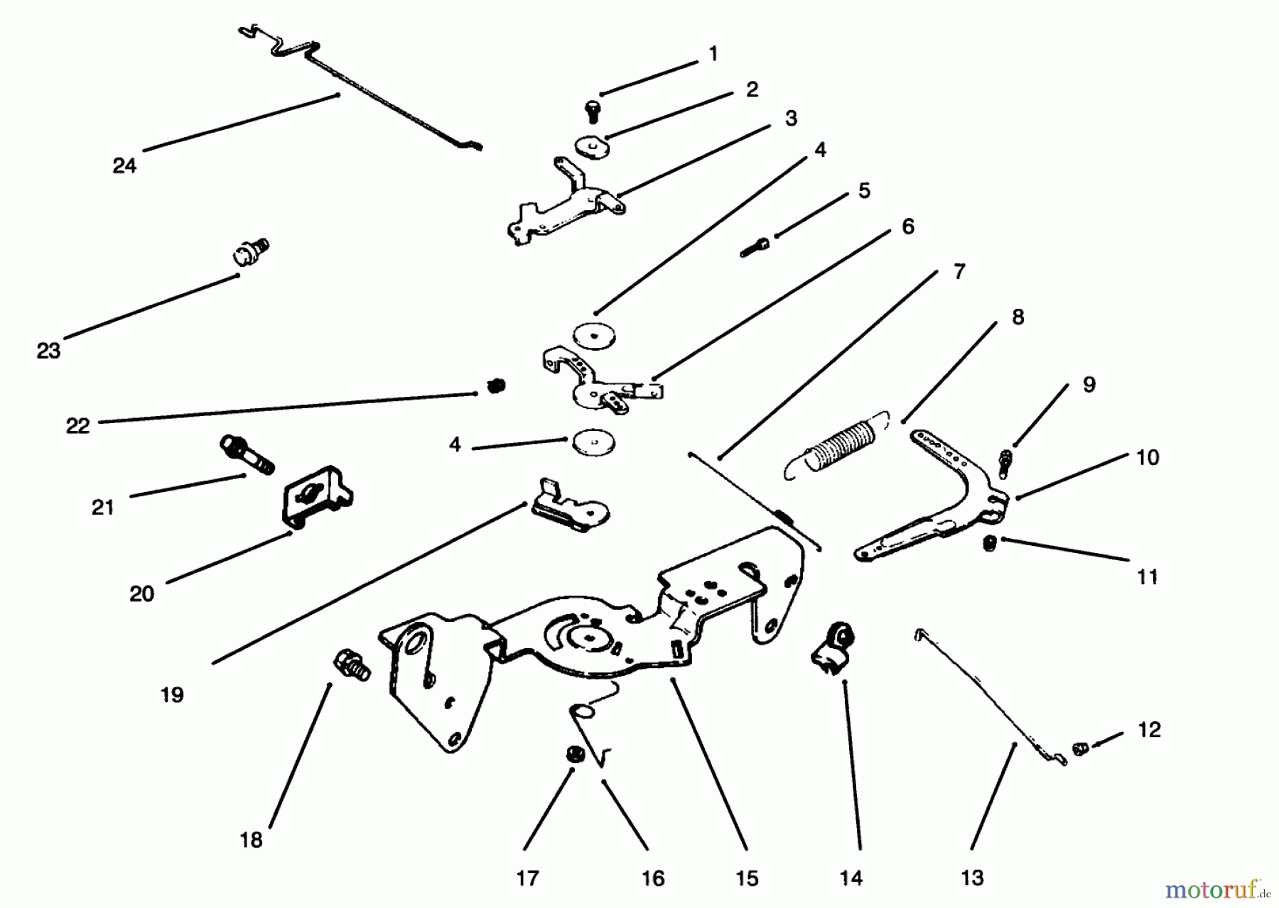  Toro Neu Mowers, Lawn & Garden Tractor Seite 1 30610 (120) - Toro Proline 120, 1995 (591300-599999) THROTTLE LINKAGE AND GOVERNOR CONTROLS