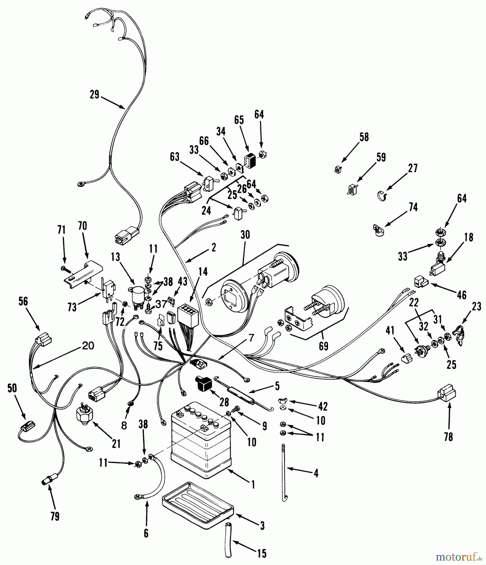  Toro Neu Mowers, Lawn & Garden Tractor Seite 1 32-12BEA2 (212-H) - Toro 212-H Tractor, 1991 (1000001-1999999) ELECTRICAL SYSTEM ASSEMBLY