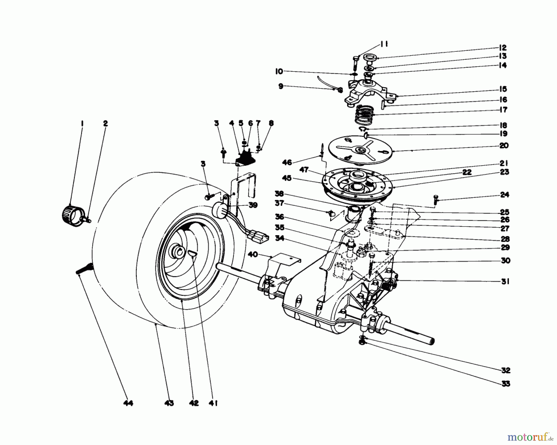  Toro Neu Mowers, Lawn & Garden Tractor Seite 1 57360 (11-32) - Toro 11-32 Lawn Tractor, 1978 (8000001-8999999) TRANSAXLE & CLUTCH ASSEMBLY