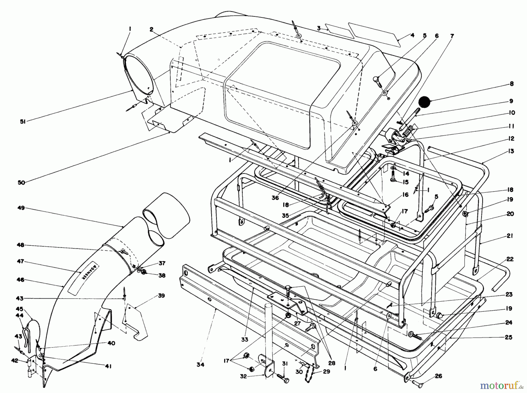  Toro Neu Mowers, Lawn & Garden Tractor Seite 1 57300 (8-32) - Toro 8-32 Front Engine Rider, 1983 (3000001-3999999) EASY-FILL GRASS CATCHER MODEL 59120 (OPTIONAL)