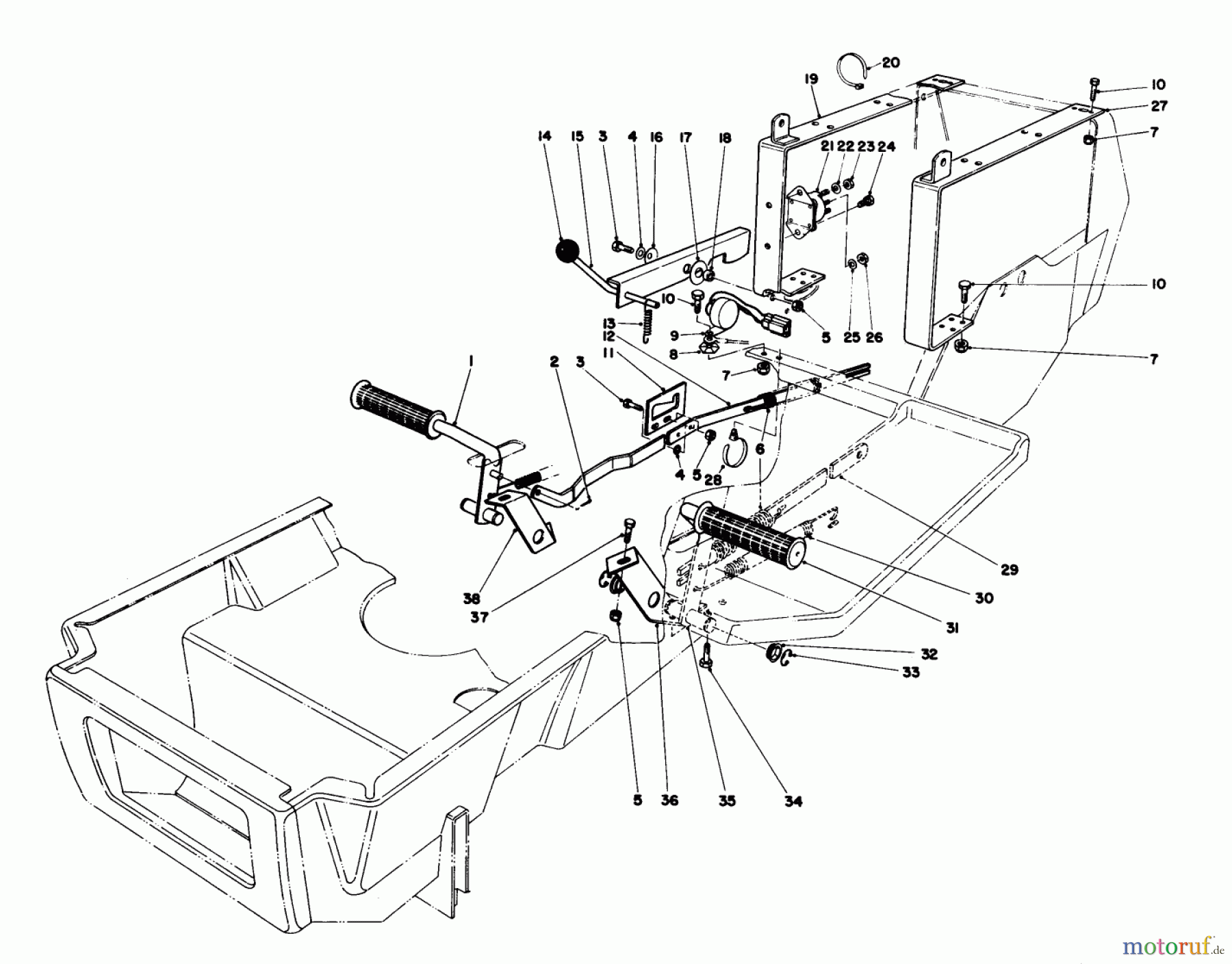  Toro Neu Mowers, Lawn & Garden Tractor Seite 1 57357 (11-44) - Toro 11-44 Lawn Tractor, 1984 (4000001-4999999) BRAKE & CLUTCH PEDAL ASSEMBLY