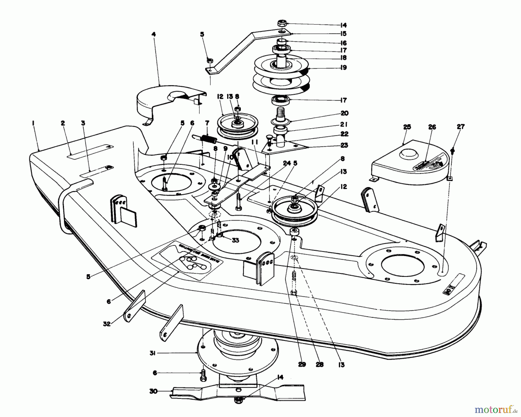  Toro Neu Mowers, Lawn & Garden Tractor Seite 1 57357 (11-44) - Toro 11-44 Lawn Tractor, 1984 (4000001-4999999) CUTTING DECK