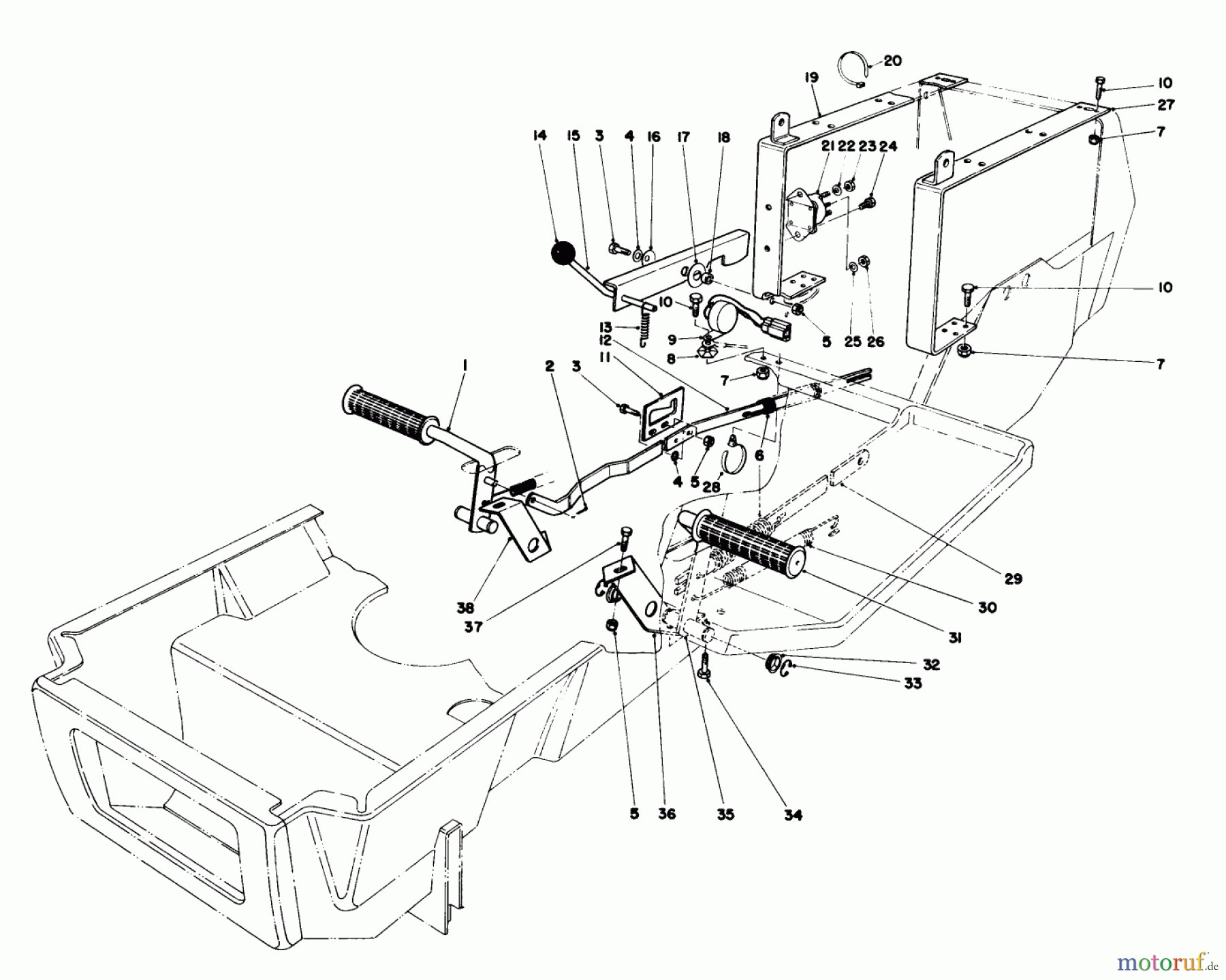  Toro Neu Mowers, Lawn & Garden Tractor Seite 1 57356 (11-42) - Toro 11-42 Lawn Tractor, 1985 (5000001-5999999) BRAKE & CLUTCH PEDAL ASSEMBLY