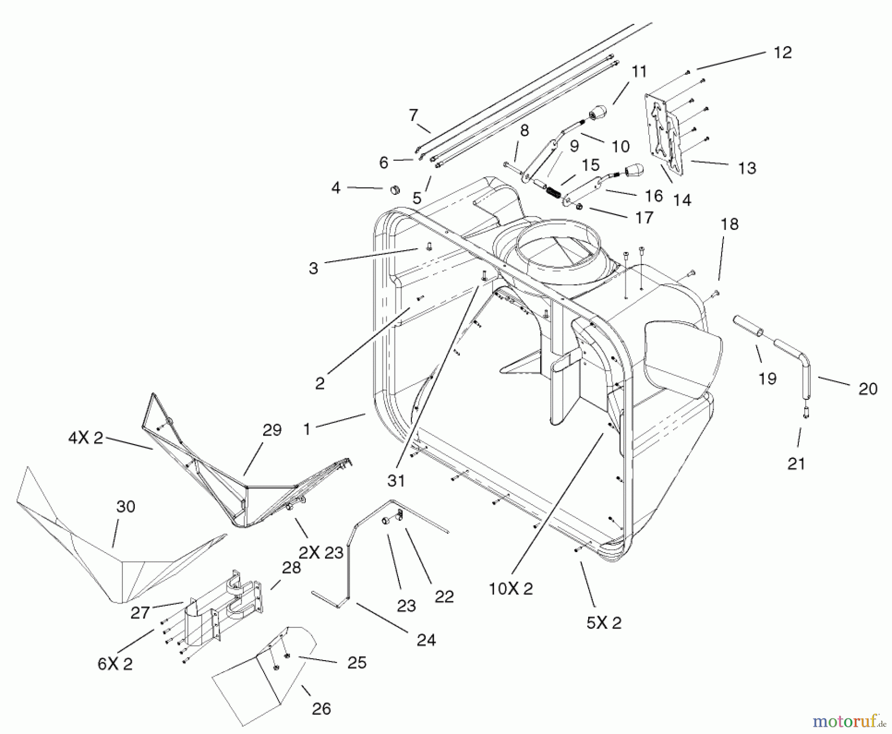  Toro Neu Accessories, Mower 78200 - Toro Quiet Collector, Wheel Horse 260-Series Lawn and Garden Tractors, 2002 (220000001-220999999) FRONT HOPPER ASSEMBLY