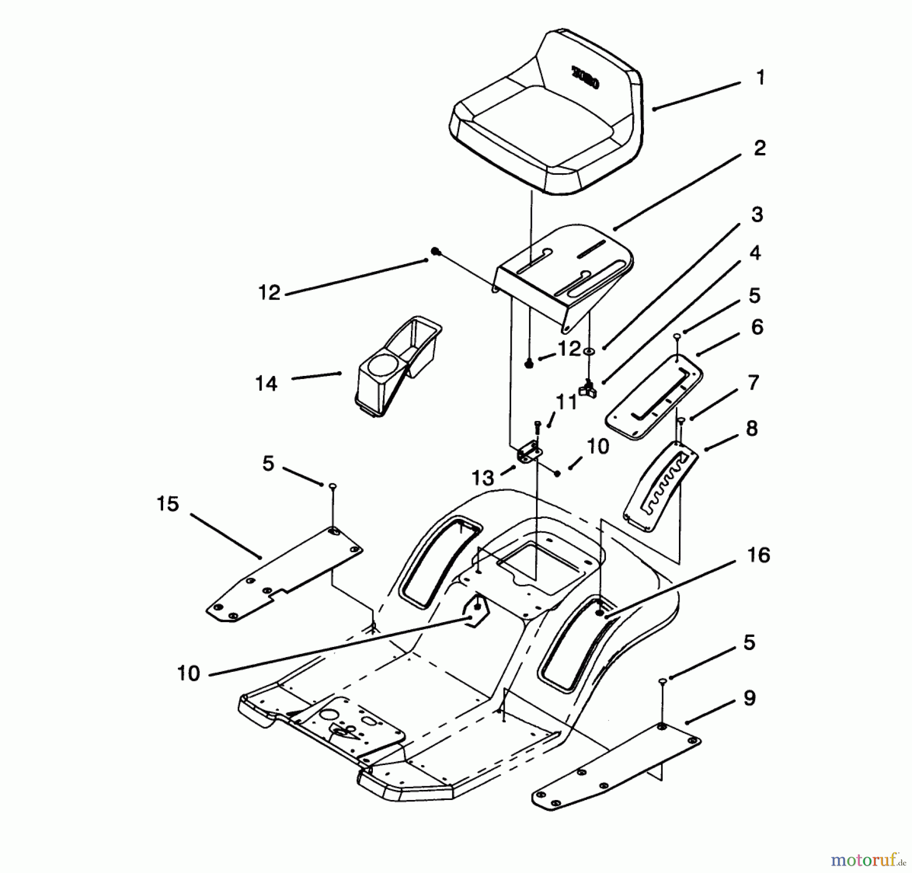  Toro Neu Mowers, Lawn & Garden Tractor Seite 1 71181 (12-38HXL) - Toro 12-38HXL Lawn Tractor, 1993 (3900001-3999999) SEAT ASSEMBLY