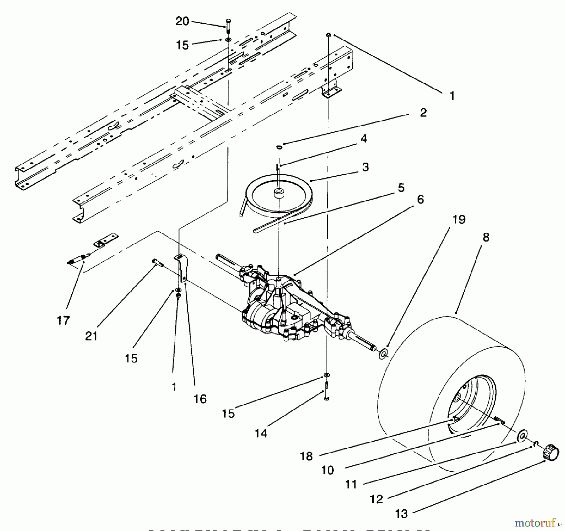  Toro Neu Mowers, Lawn & Garden Tractor Seite 1 71201 (12-32XL) - Toro 12-32XL Lawn Tractor, 1996 (6900001-6999999) TRANSAXLE ASSEMBLY